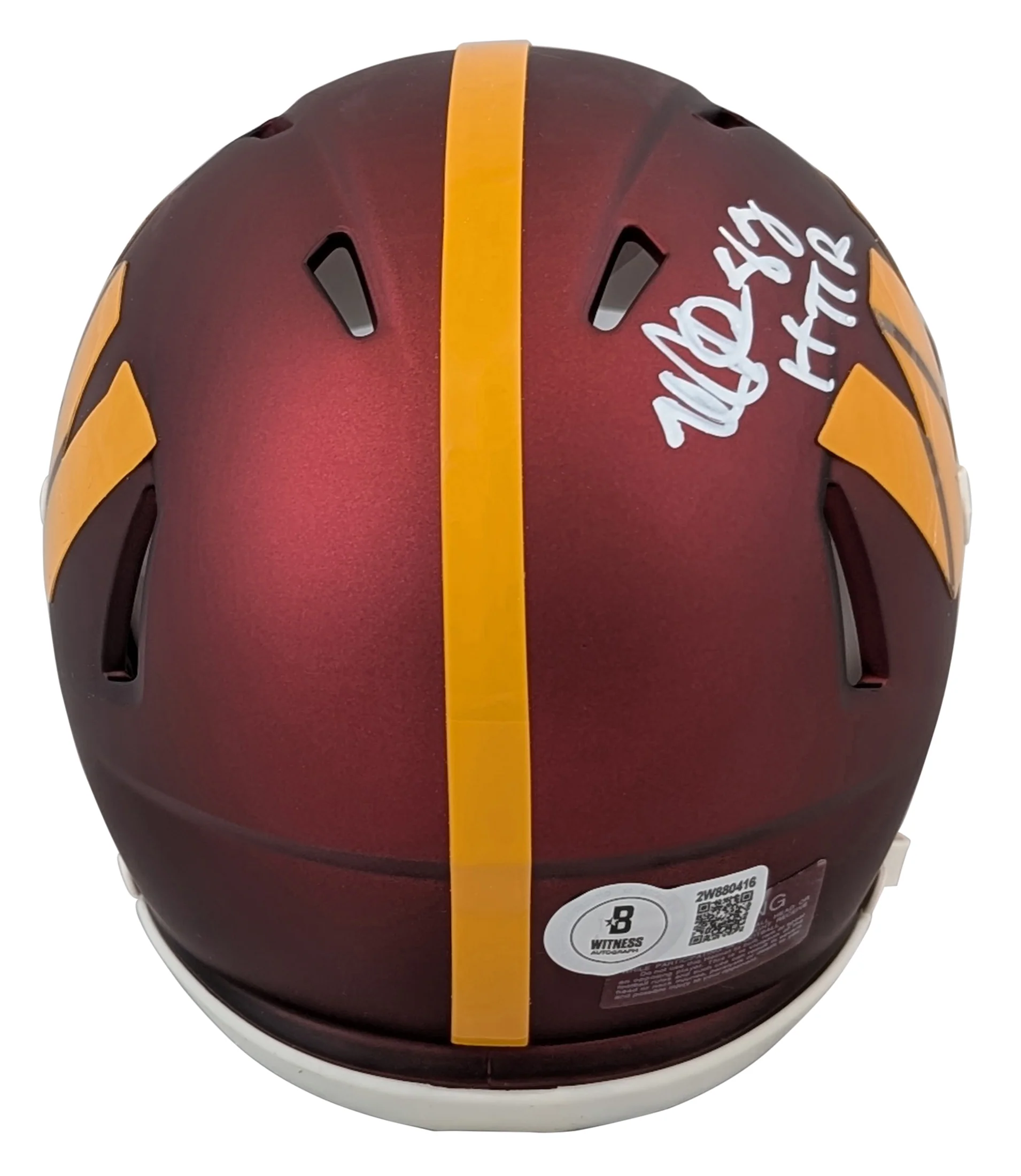 Commanders Michael Westbrook "HTTR" Signed Speed Mini Helmet BAS Witnessed - Image 3