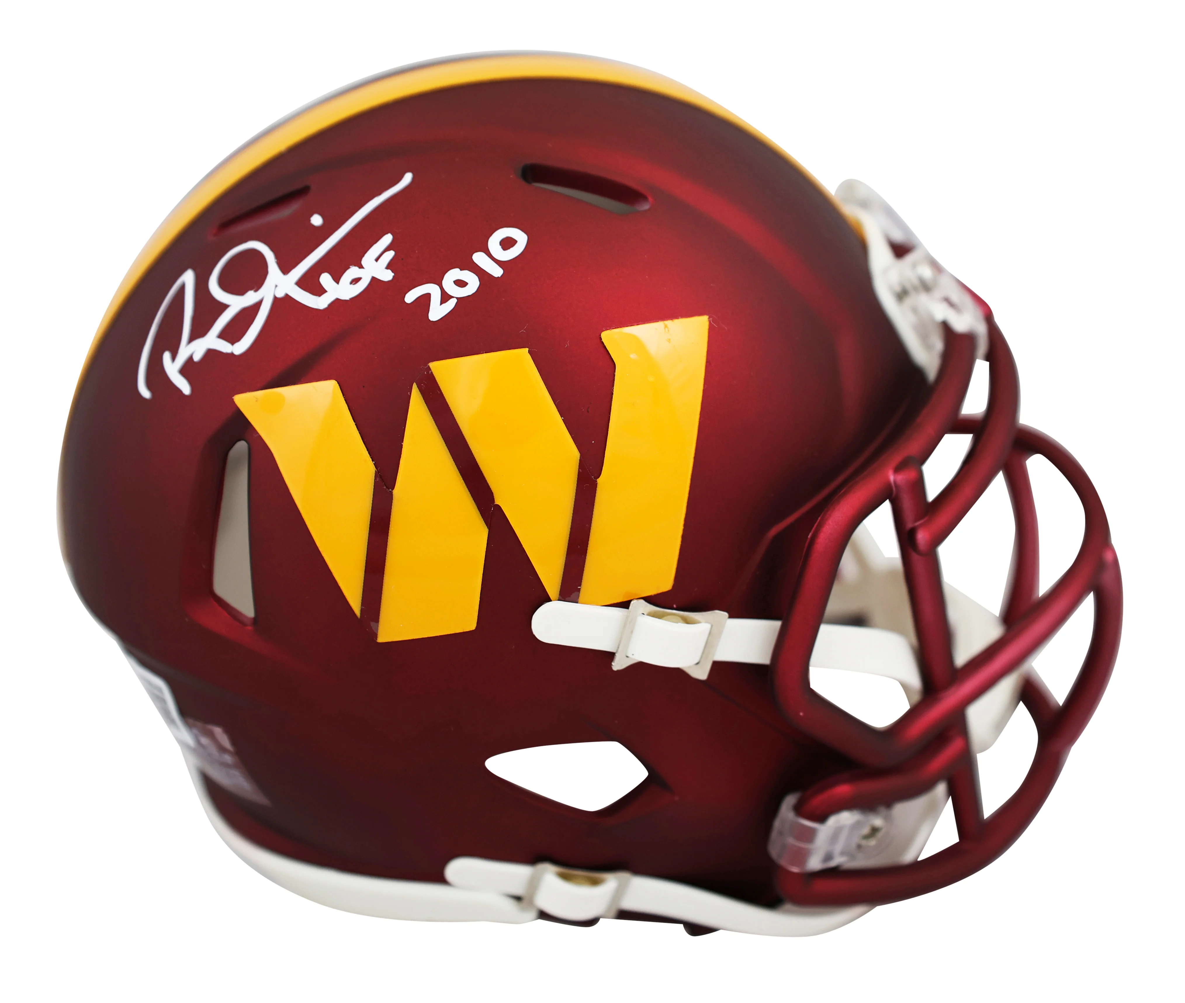 Commanders Russ Grimm "HOF 2010" Authentic Signed Speed Mini Helmet BAS Witness - Image 2