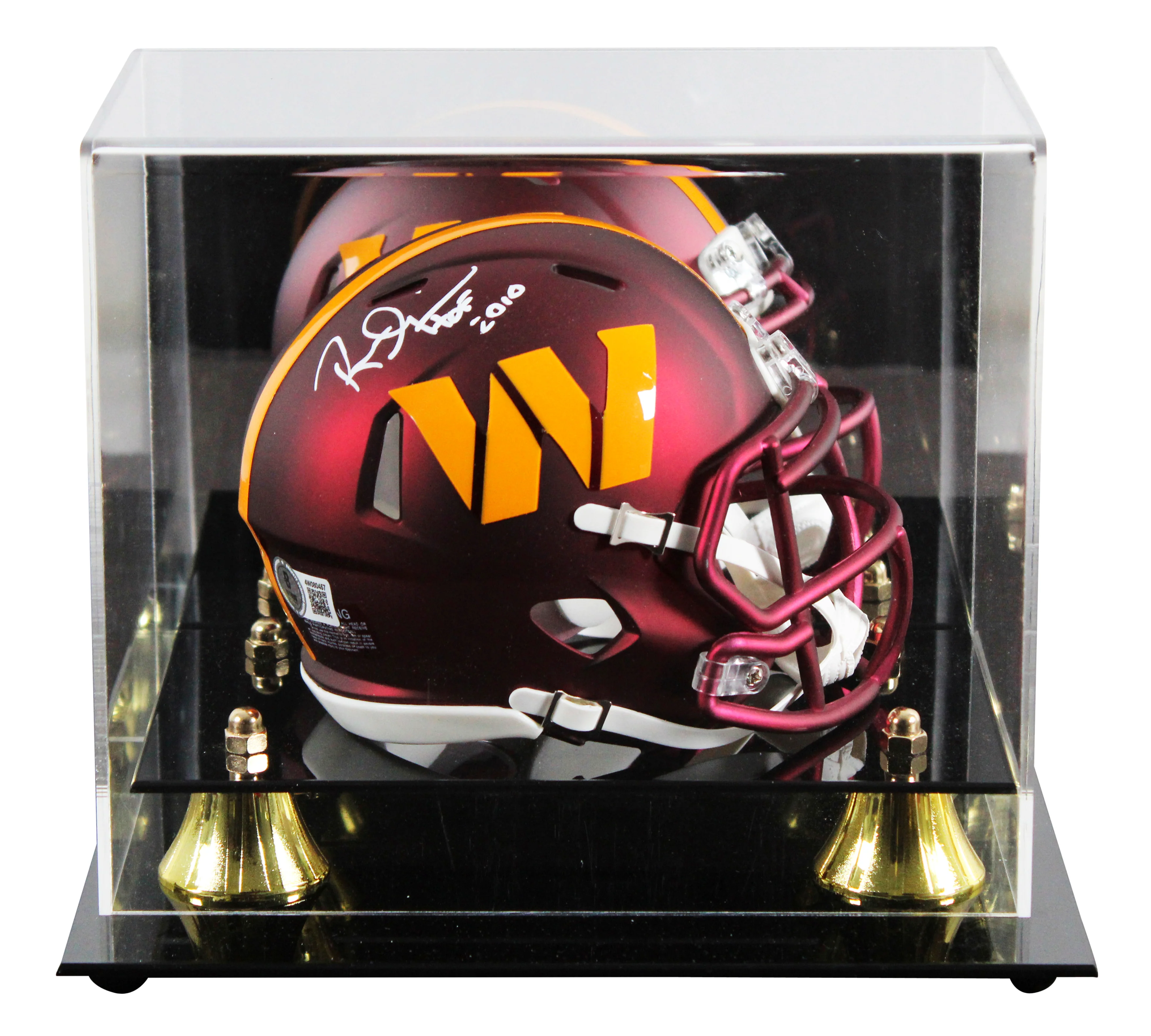 Commanders Russ Grimm "HOF 2010" Signed Speed Mini Helmet W/ Case BAS Witnessed - Image 2