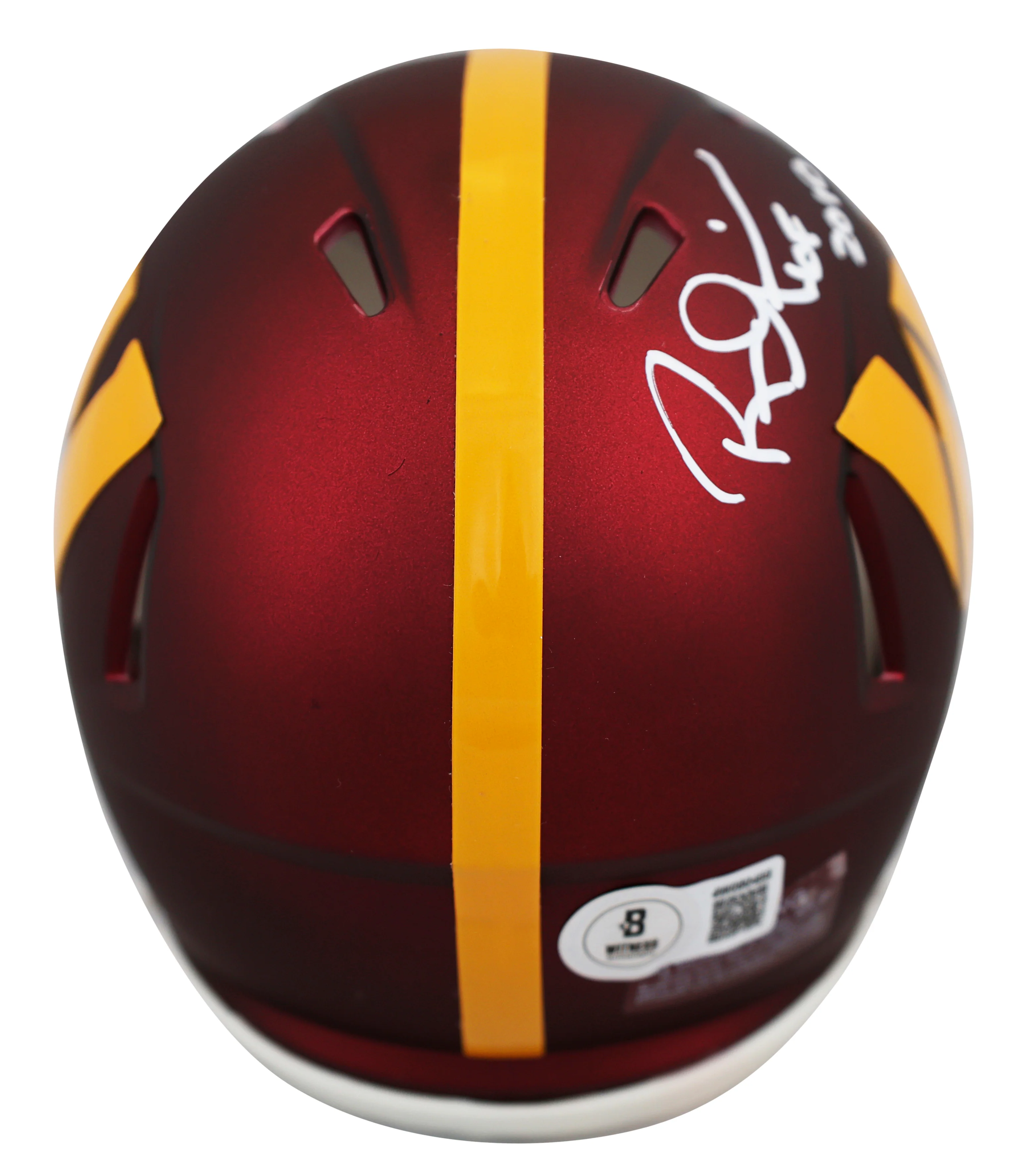 Commanders Russ Grimm "HOF 2010" Signed Speed Mini Helmet W/ Case BAS Witnessed - Image 4