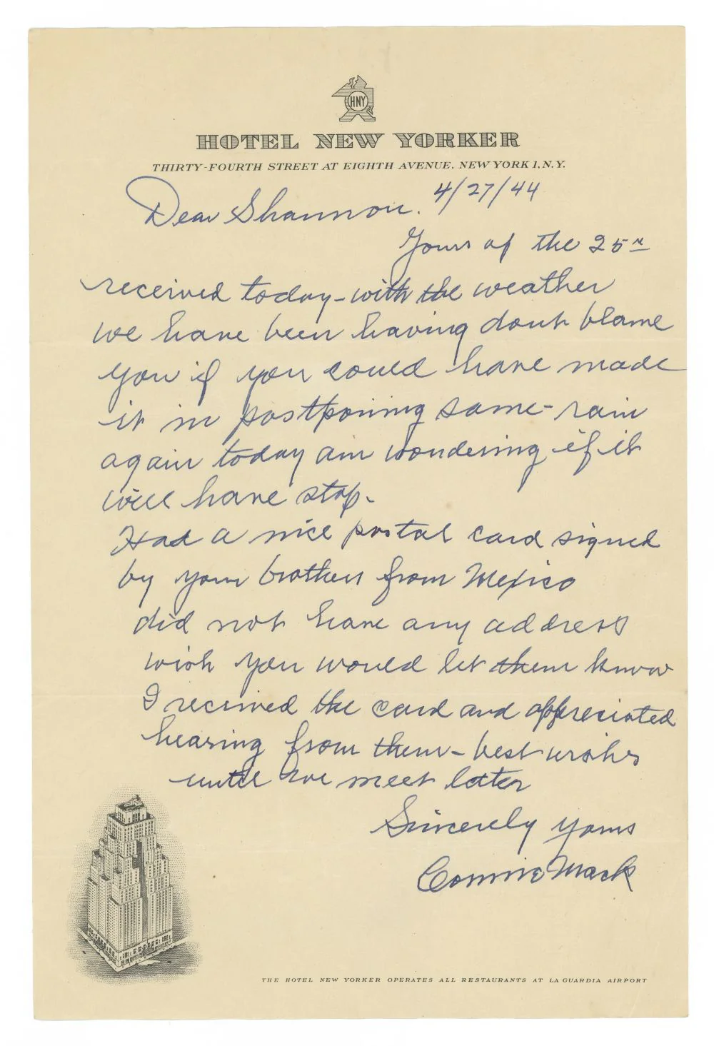 Connie Mack Philadelphia Athletics Signed Hand Written Letter JSA LOA