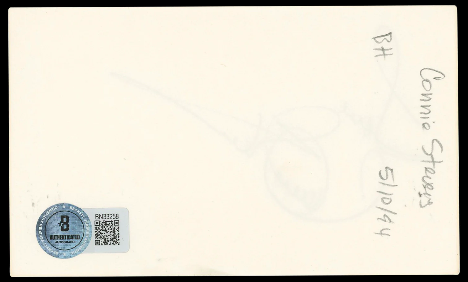 Connie Stevens Hawaiian Eye "Love" Authentic Signed 3x5 Index Card BAS #BN33258 - Image 3