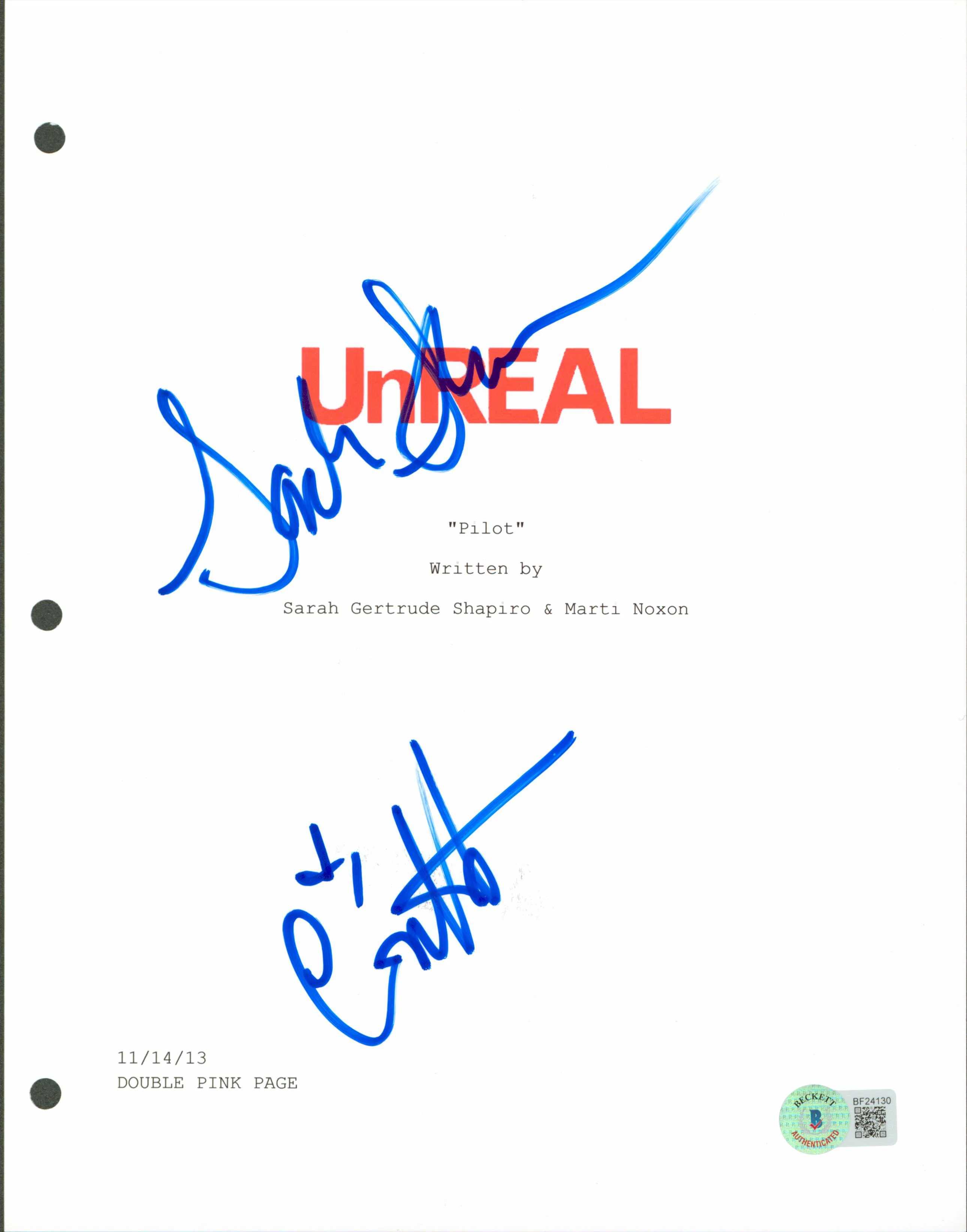 Constance Zimmer & Sarah Gertrude Signed 8.5x11 Unreal Script Cover BAS #BF24130 - Image 2