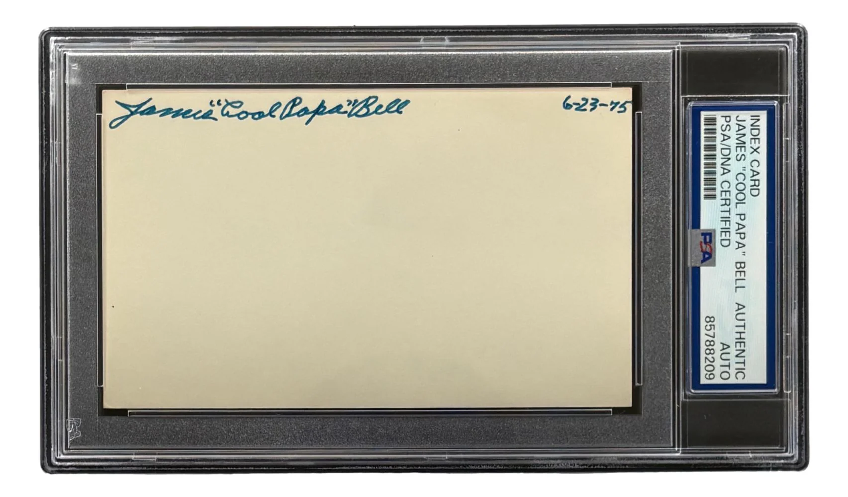 Cool Papa Bell Pittsburgh Crawfords Signed Index Card 6-23-75 PSA/DNA