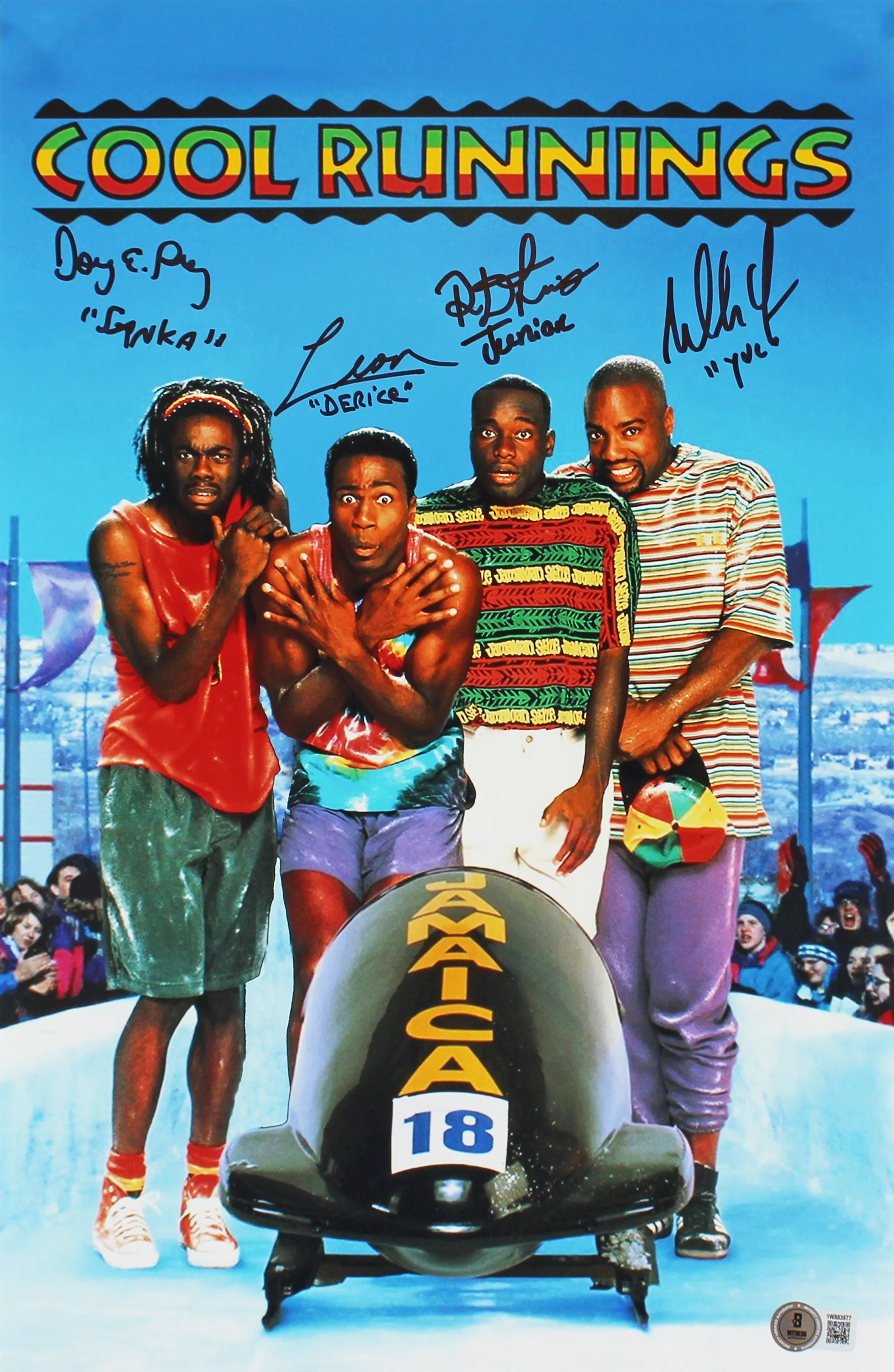 Cool Runnings (3) Lewis, Doug, Leon & Yoba Signed 12x18 Photo BAS Witnessed - Image 2
