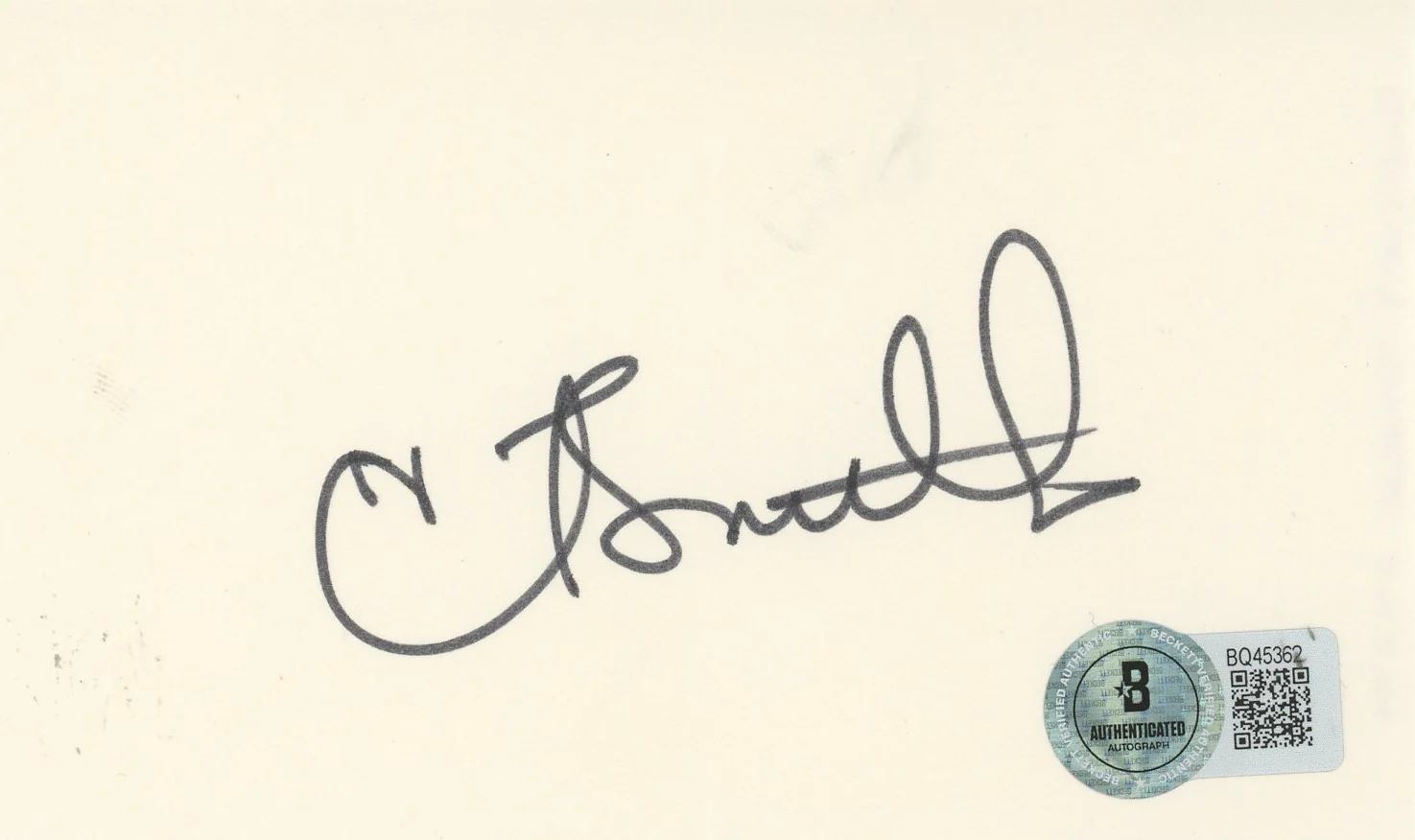 Courtney Thorne Smith Melrose Place Authentic Signed 3x5 Index Card BAS #BQ45362