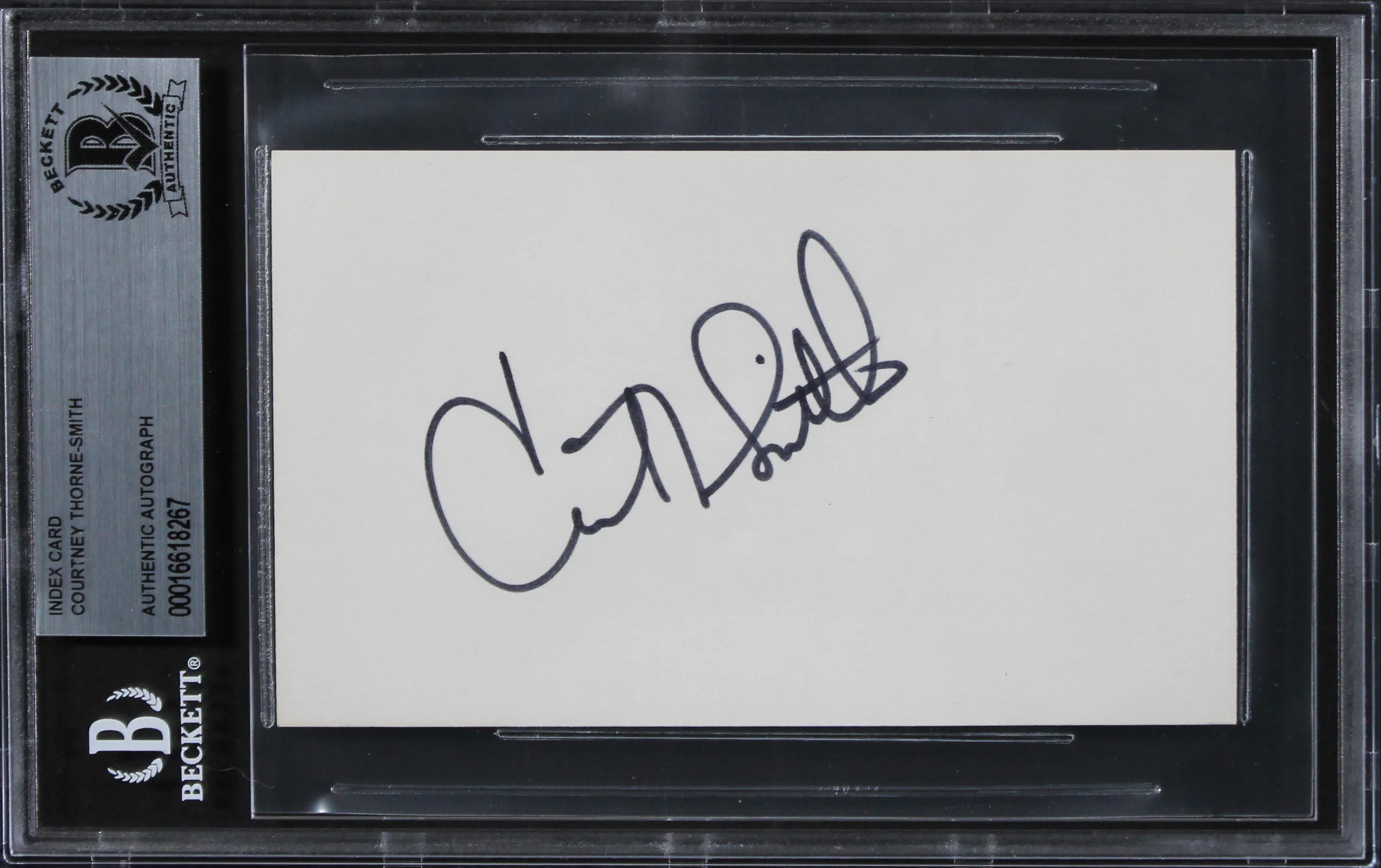 Courtney Thorne-Smith Melrose Place Authentic Signed 3x5 Index Card BAS Slabbed - Image 2