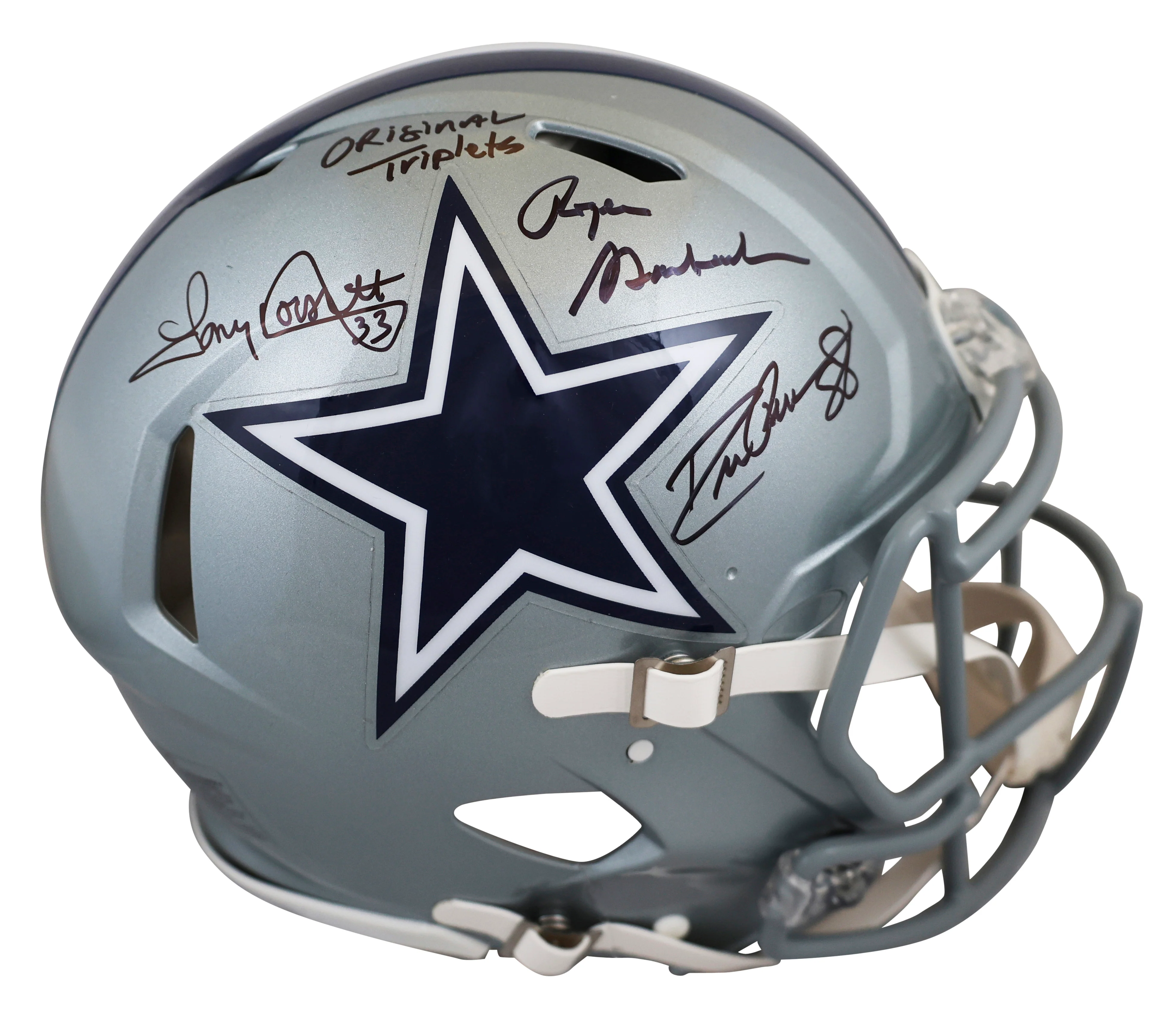 Cowboys (3) Pearson, Staubach & Dorsett Signed F/S Speed Proline Helmet BAS Wit - Image 2