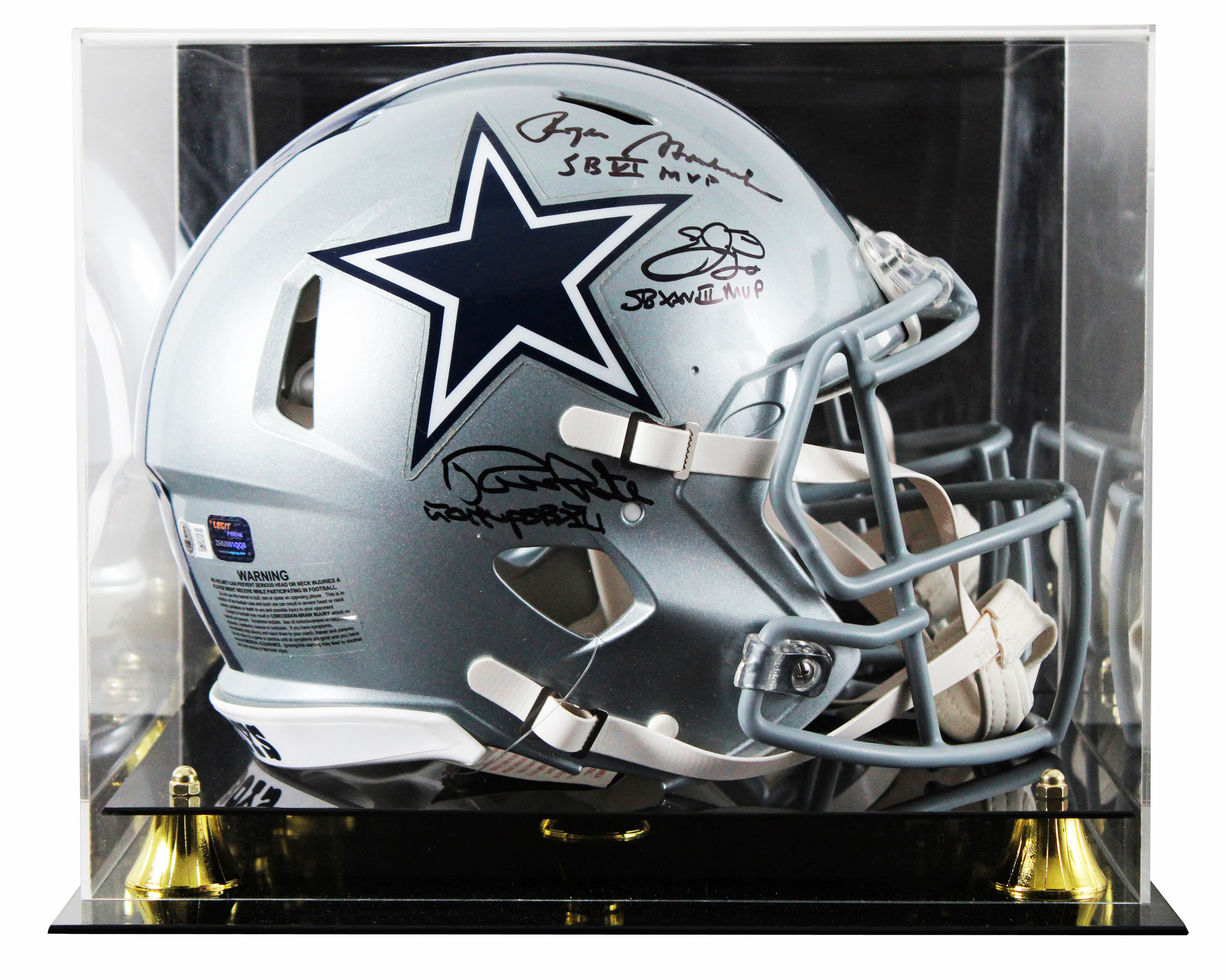 Cowboys (3) Smith, Staubach, & White Signed F/S Speed Proline Helmet W/ Case BAS - Image 2