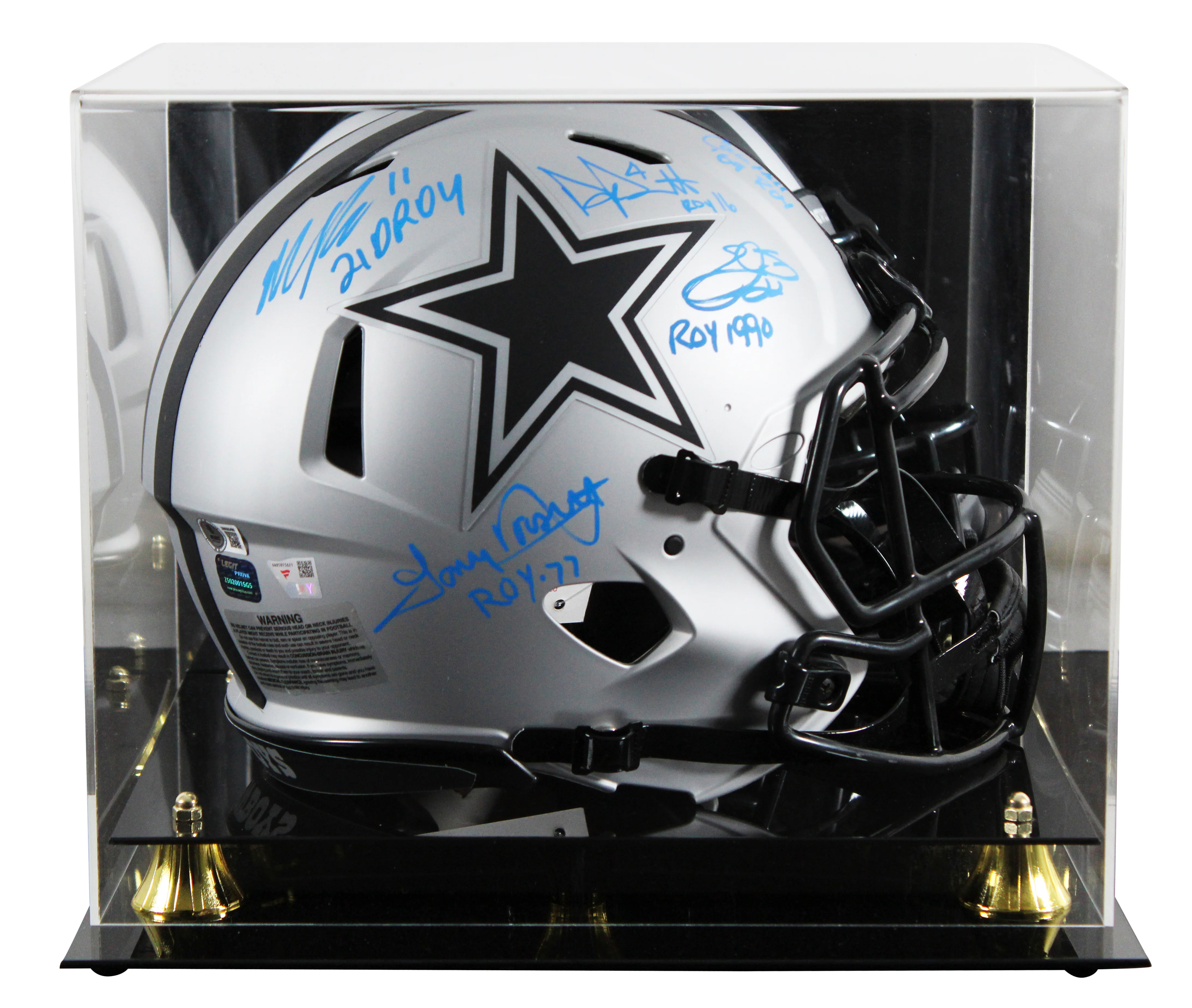 Cowboys (5) Smith, Prescott +3 Signed Rave F/S Speed Proline Helmet w/ Case BAS - Image 2