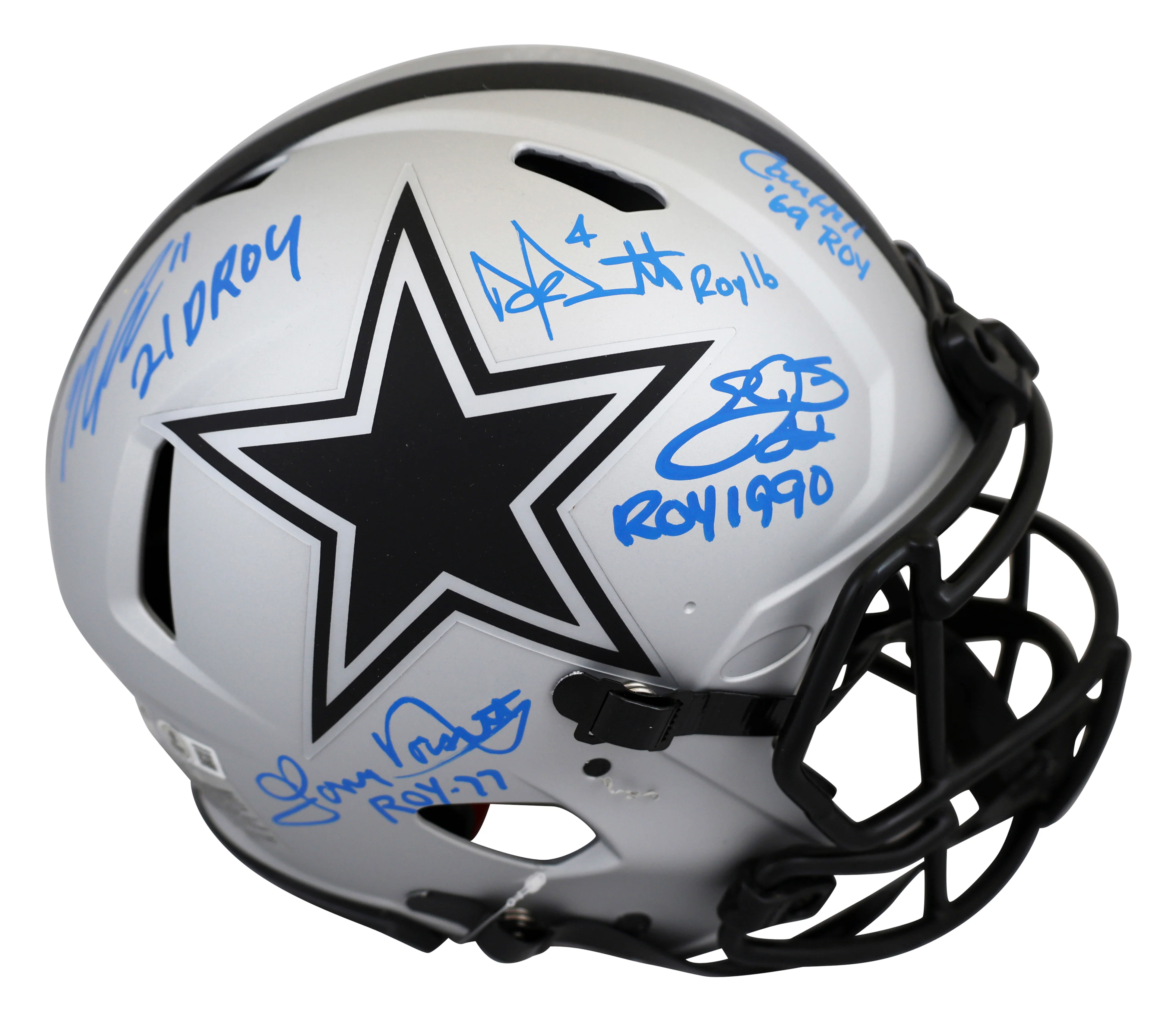 Cowboys (5) Smith, Prescott +3 Signed Rave F/S Speed Proline Helmet w/ Case BAS - Image 3