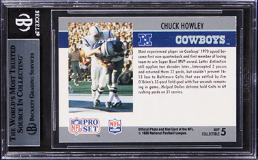 Cowboys Chuck Howley Signed 1990 Pro Set Super Bowl MVP'S #5 Card BAS Slabbed - Image 3