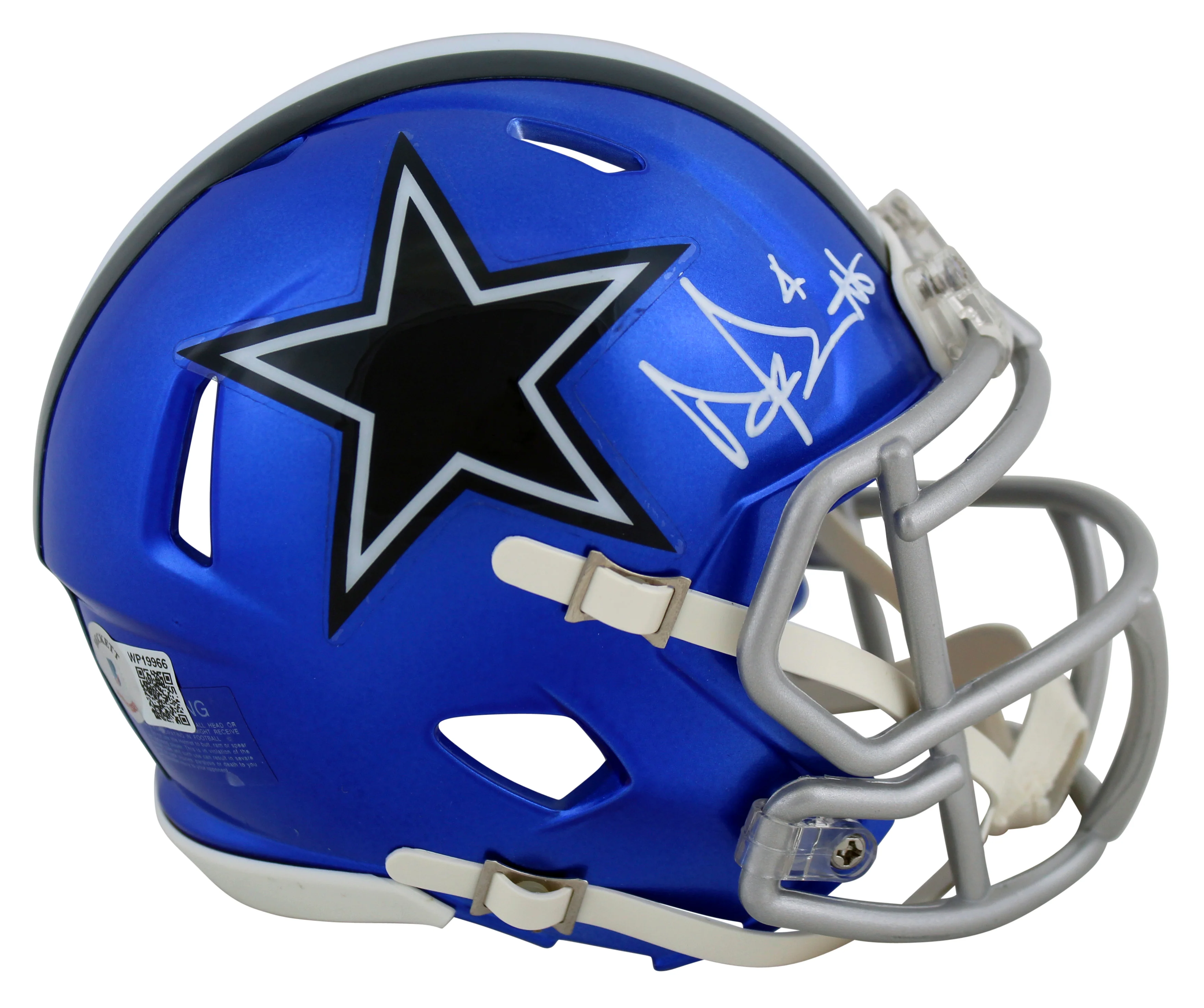 Cowboys Dak Prescott Authentic Signed Flash Speed Mini Helmet BAS Witnessed - Image 2