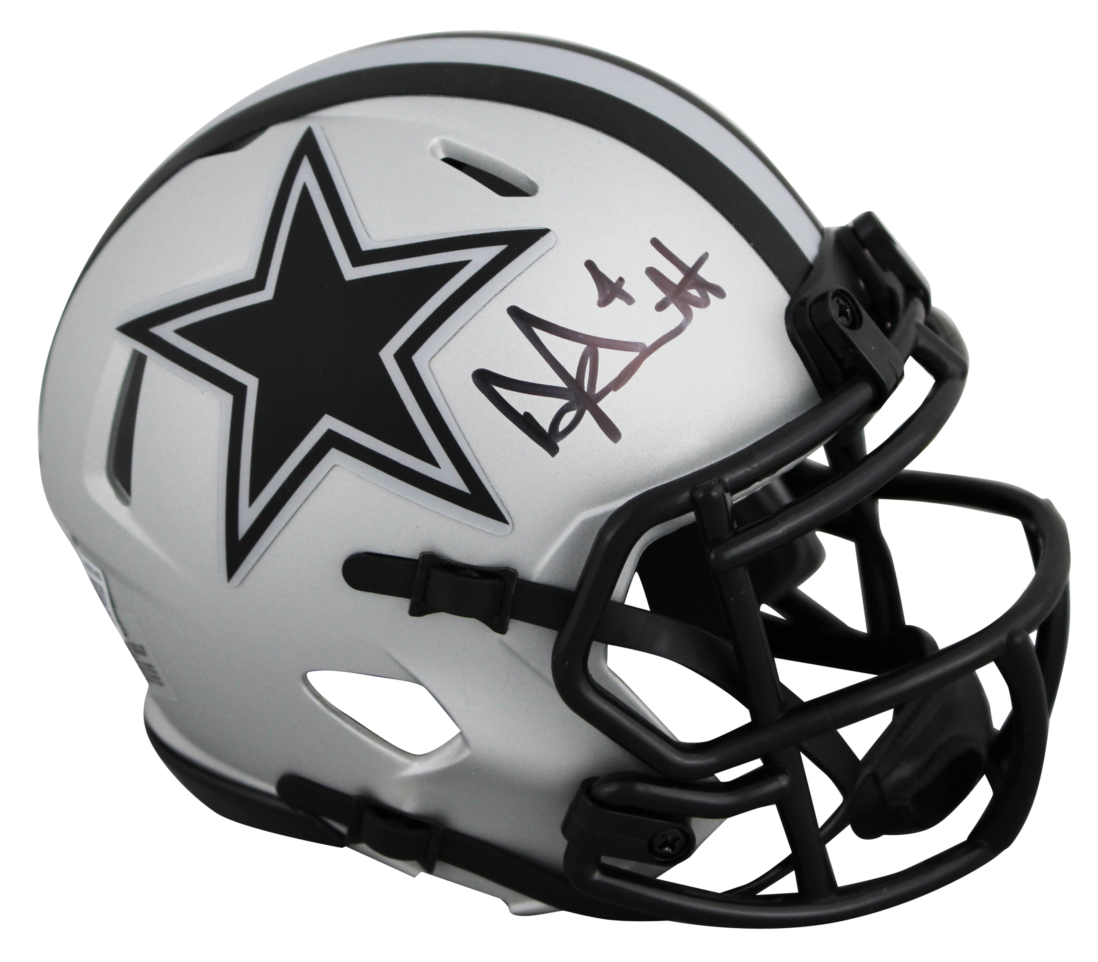 Cowboys Dak Prescott Authentic Signed Rave Speed Mini Helmet BAS Witnessed - Image 2