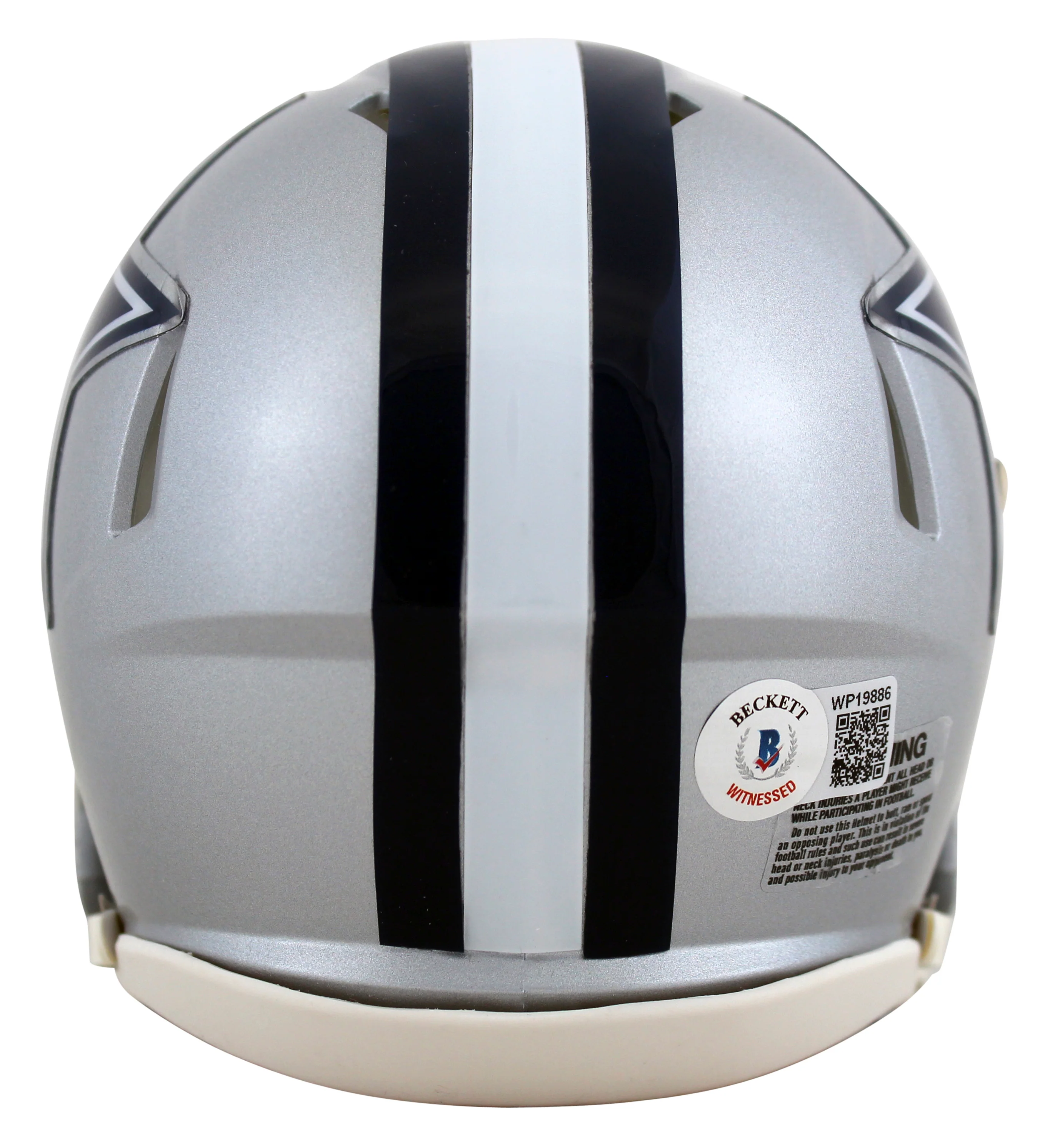 Cowboys Dak Prescott Authentic Signed Silver Speed Mini Helmet BAS Witnessed - Image 3