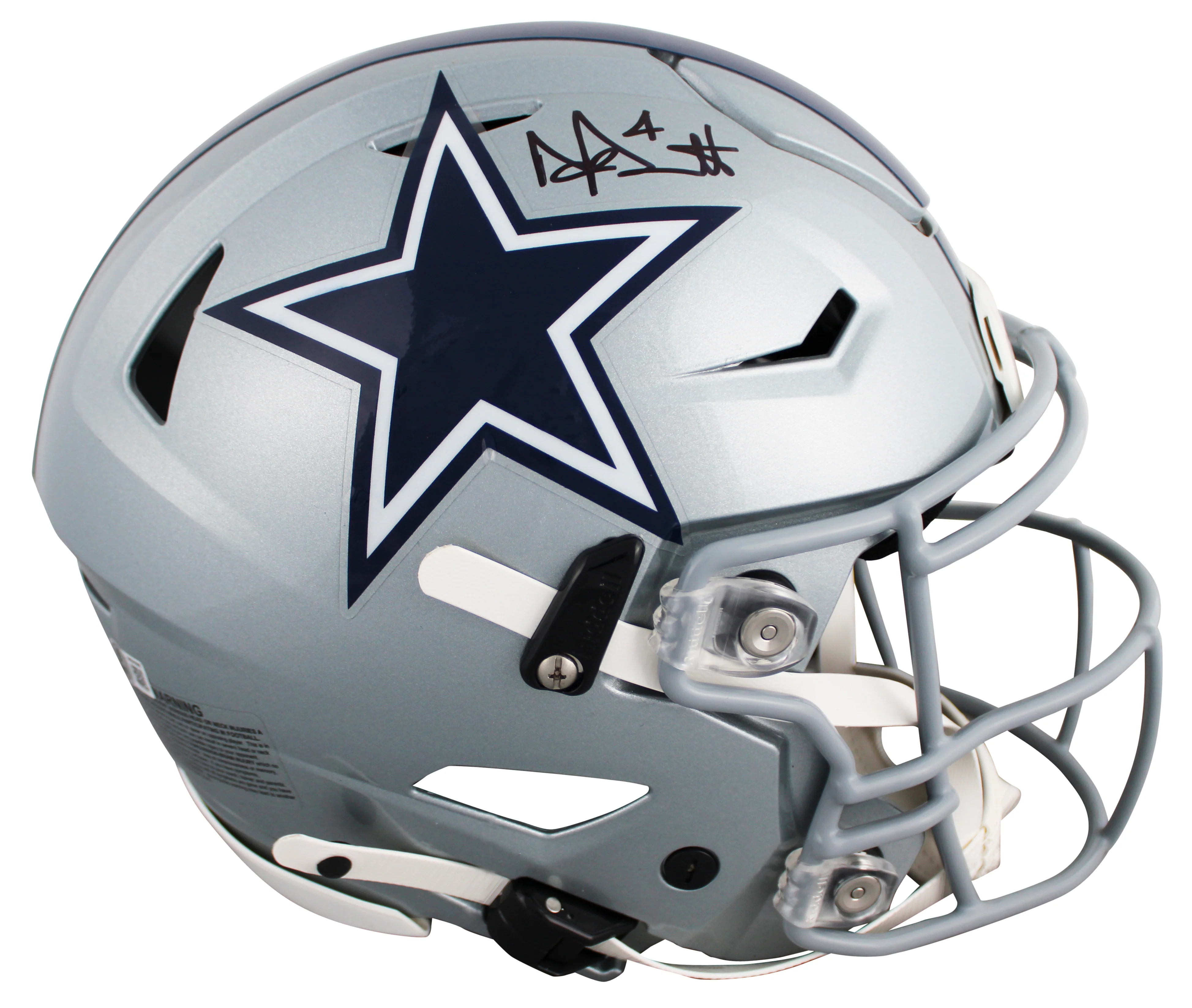 Cowboys Dak Prescott Authentic Signed Speed Flex Full Size Helmet BAS Witnessed - Image 2