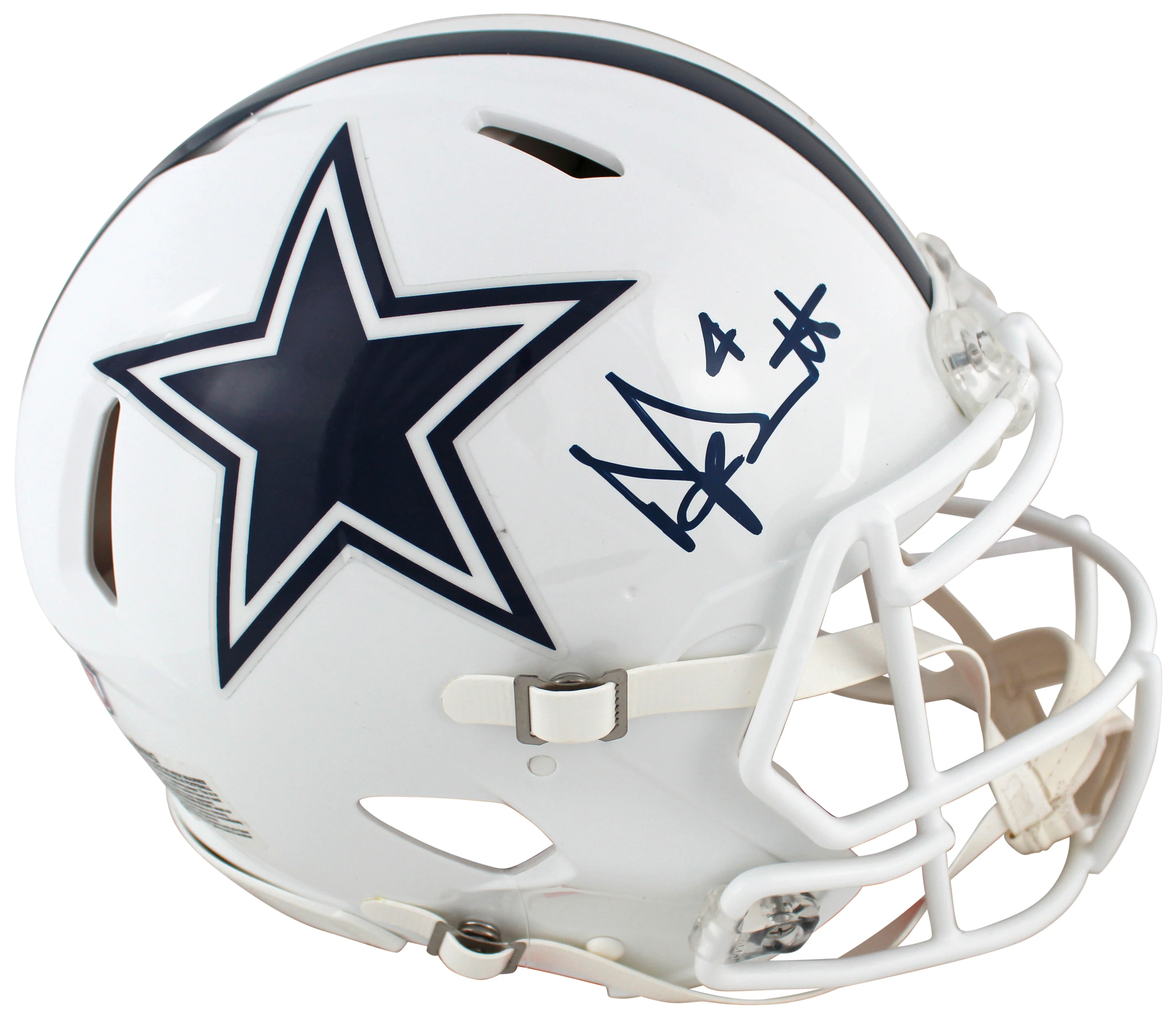 Cowboys Dak Prescott Signed 2022 Alt White Full Size Speed Proline Helmet BAS W - Image 2