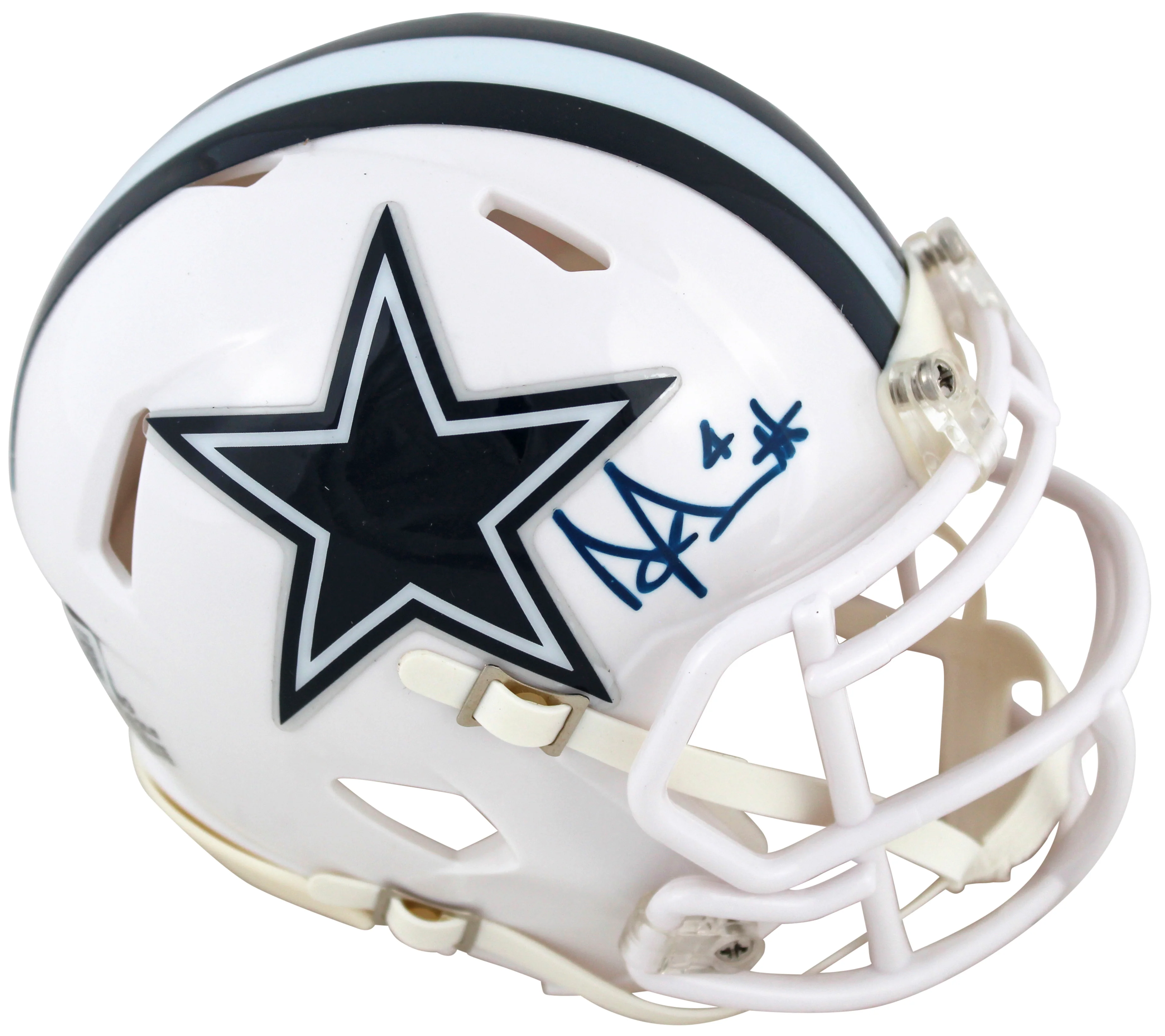 Cowboys Dak Prescott Signed 2022 Alt White Speed Mini Helmet BAS Witnessed - Image 2