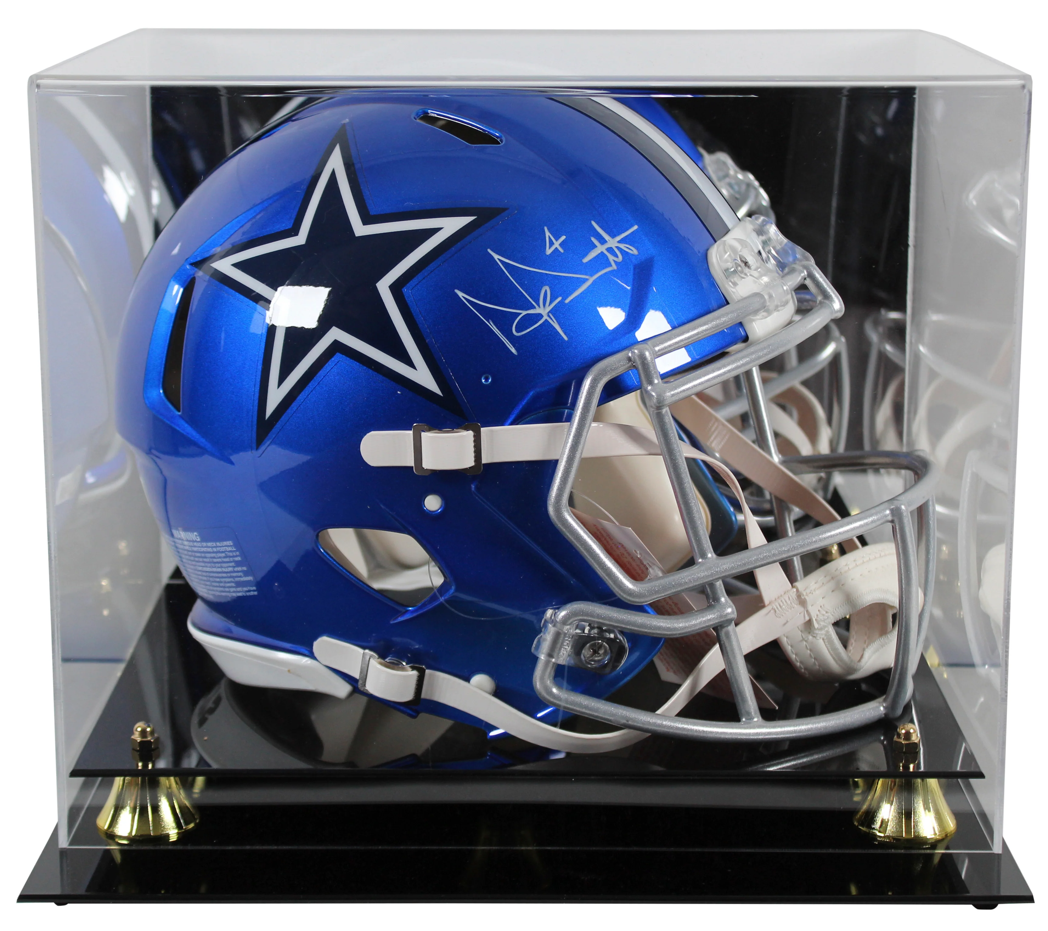 Cowboys Dak Prescott Signed Flash F/S Speed Proline Helmet w/ Case BAS Witness - Image 2