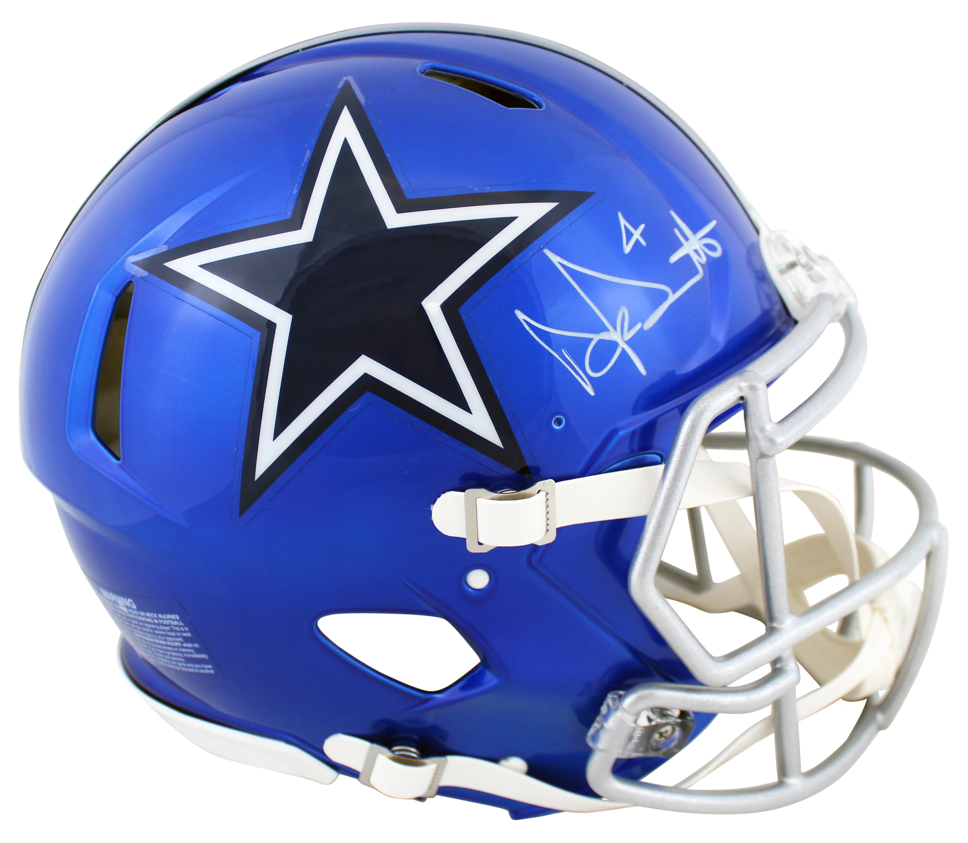 Cowboys Dak Prescott Signed Flash F/S Speed Proline Helmet w/ Case BAS Witness - Image 3