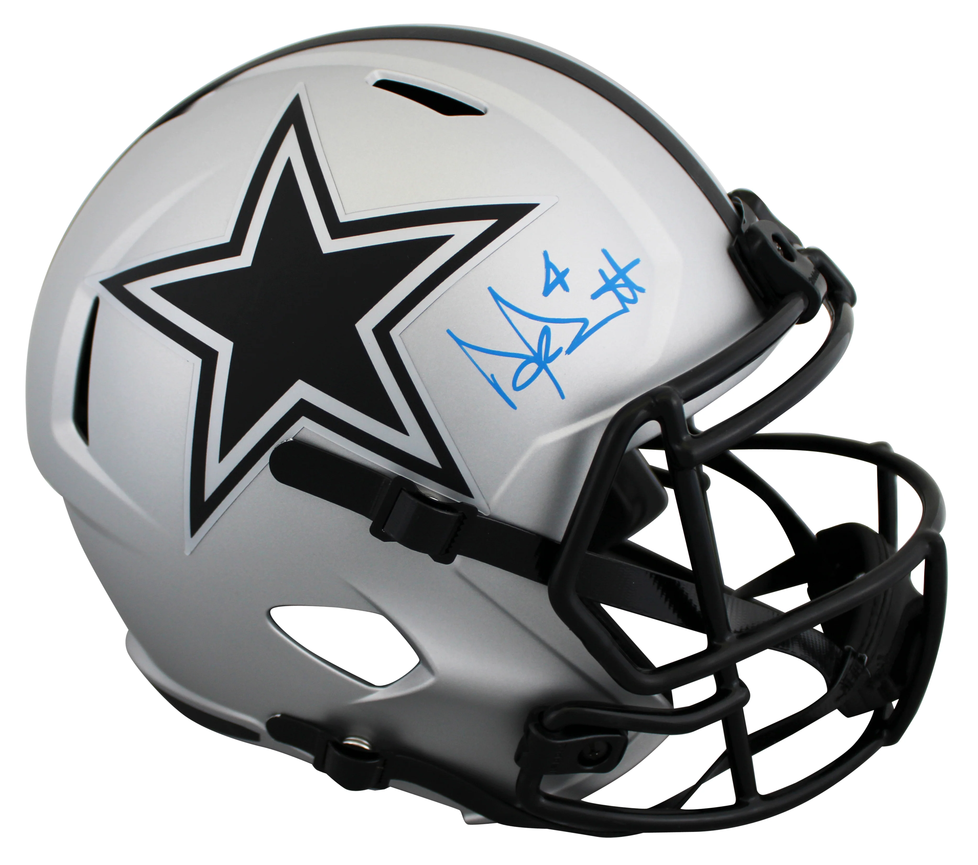 Cowboys Dak Prescott Signed Rave Full Size Speed Rep Helmet BAS Witnessed - Image 2