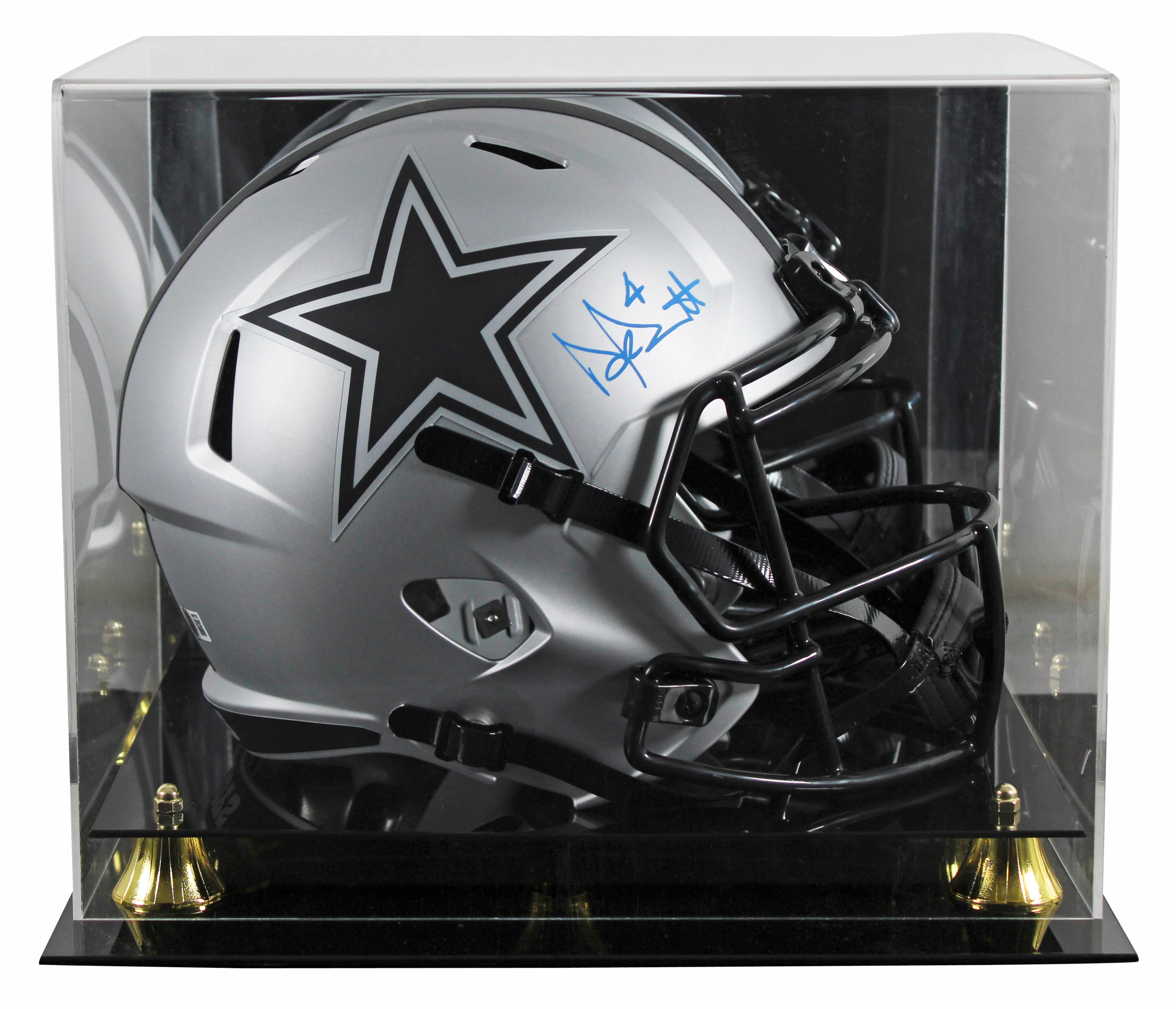Cowboys Dak Prescott Signed Rave Full Size Speed Rep Helmet W/ Case BAS Witness - Image 2