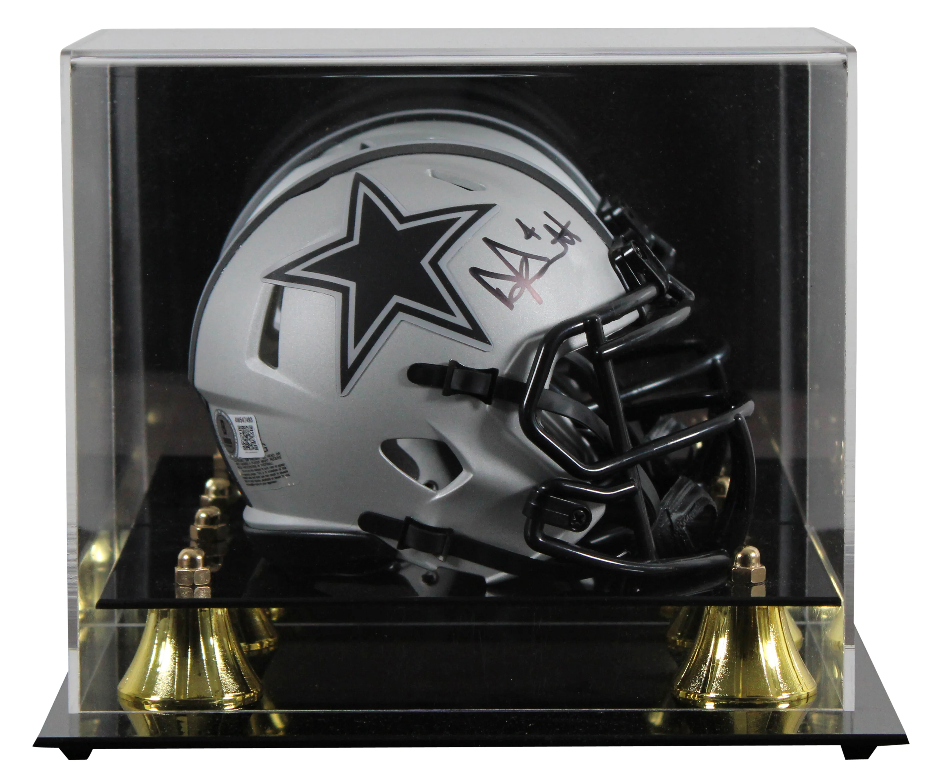 Cowboys Dak Prescott Signed Rave Speed Mini Helmet W/ Case BAS Witnessed - Image 2