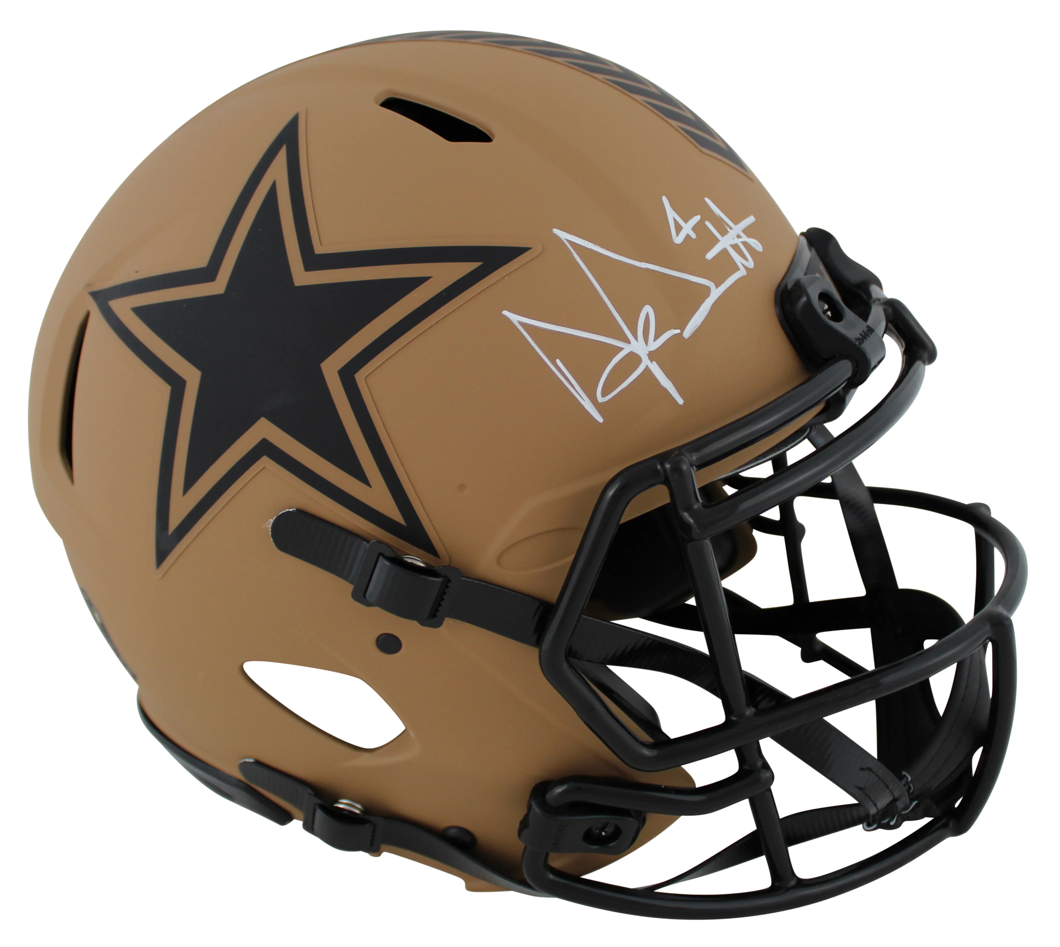 Cowboys Dak Prescott Signed Salute To Service II F/S Speed Proline Helmet BAS W - Image 2