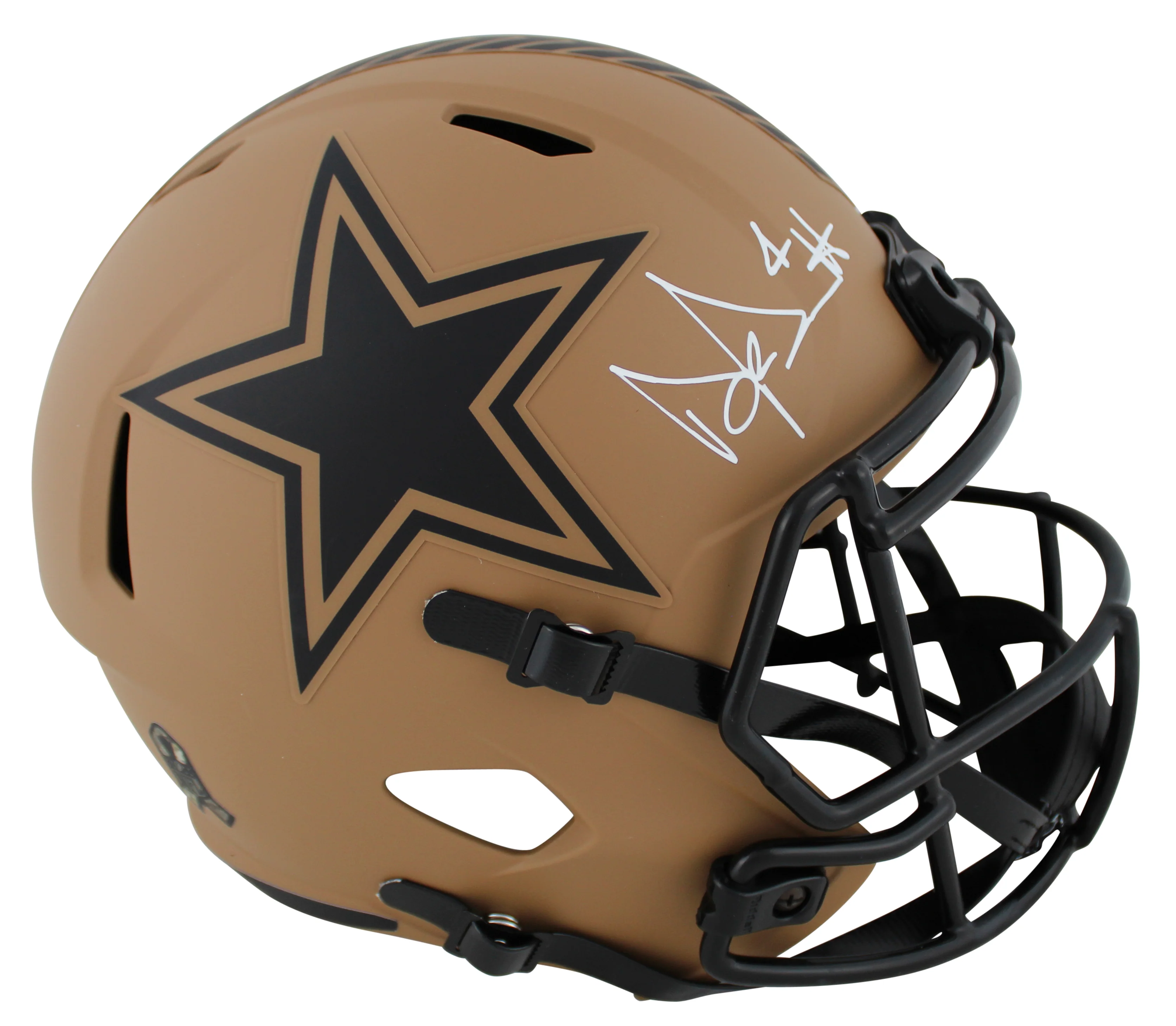 Cowboys Dak Prescott Signed Salute To Service II F/S Speed Rep Helmet BAS Wit - Image 2
