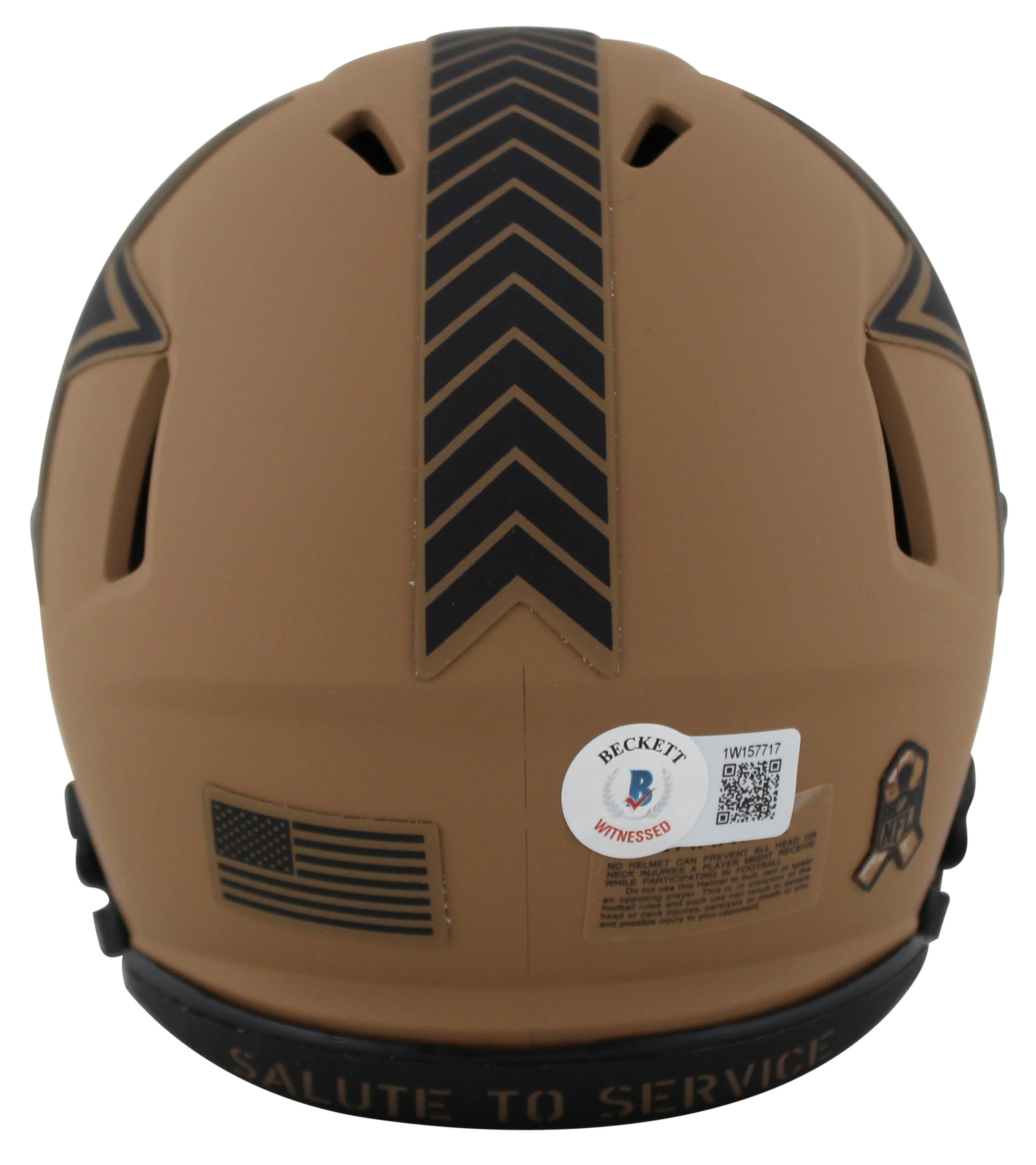 Cowboys Dak Prescott Signed Salute To Service II Speed Mini Helmet BAS Witnessed - Image 3