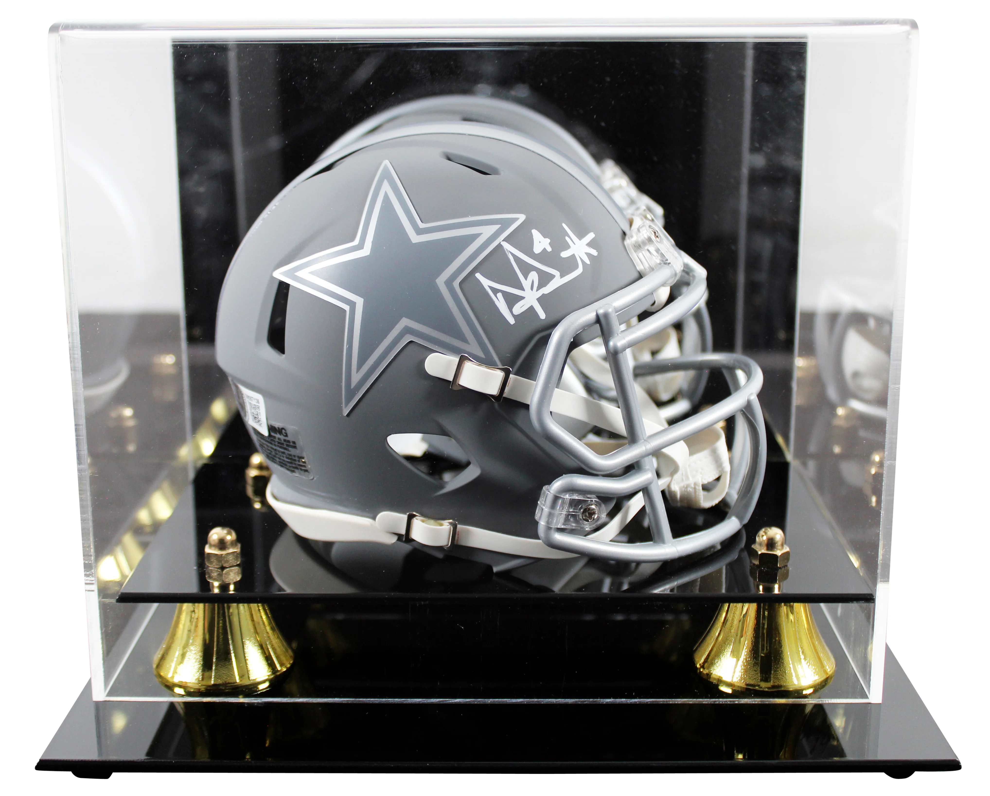 Cowboys Dak Prescott Signed Slate Speed Mini Helmet W/ Case BAS Witnessed - Image 2