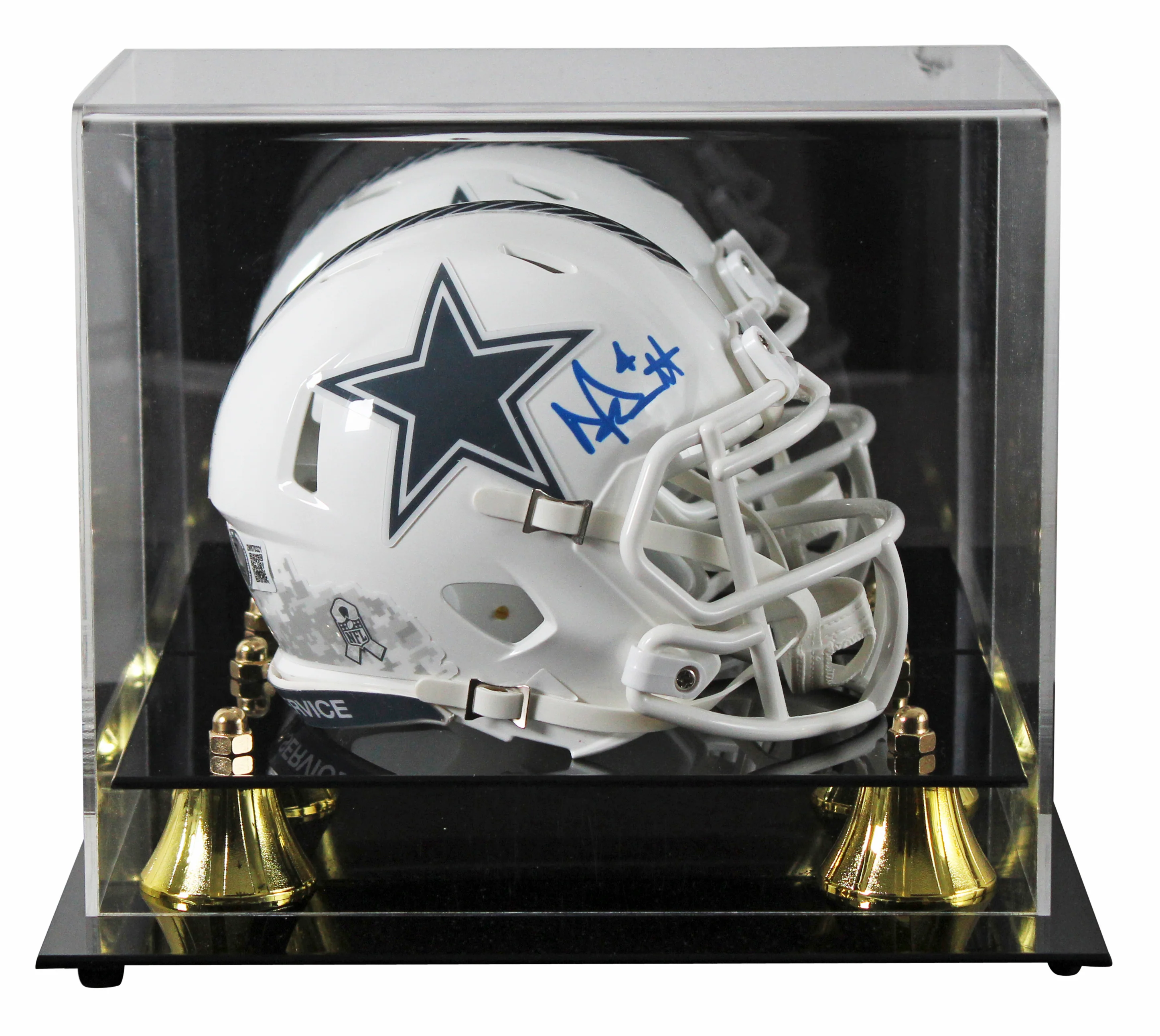 Cowboys Dak Prescott Signed STS III Speed Mini Helmet W/ Case BAS Witnessed - Image 2