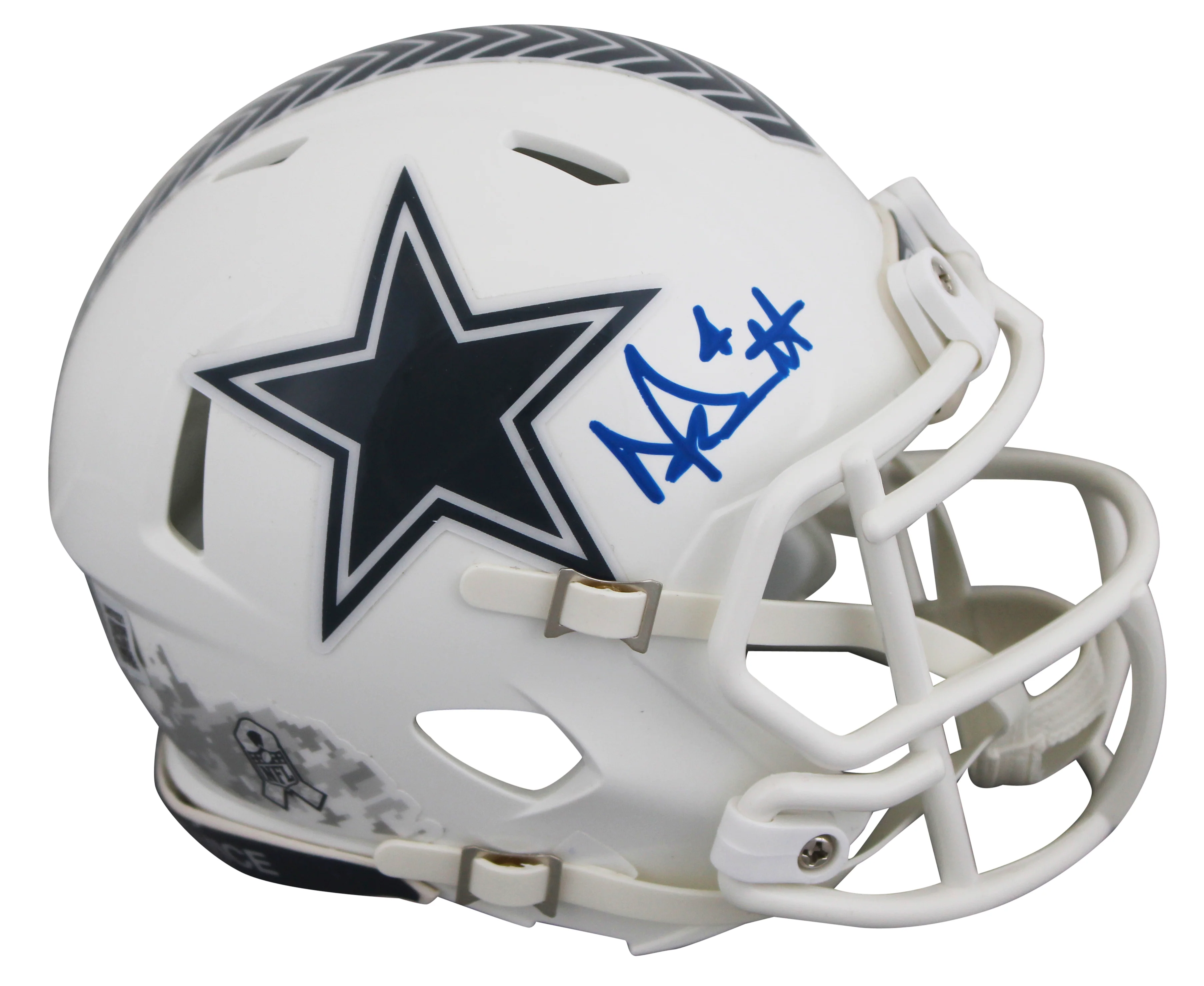 Cowboys Dak Prescott Signed STS III Speed Mini Helmet W/ Case BAS Witnessed - Image 3