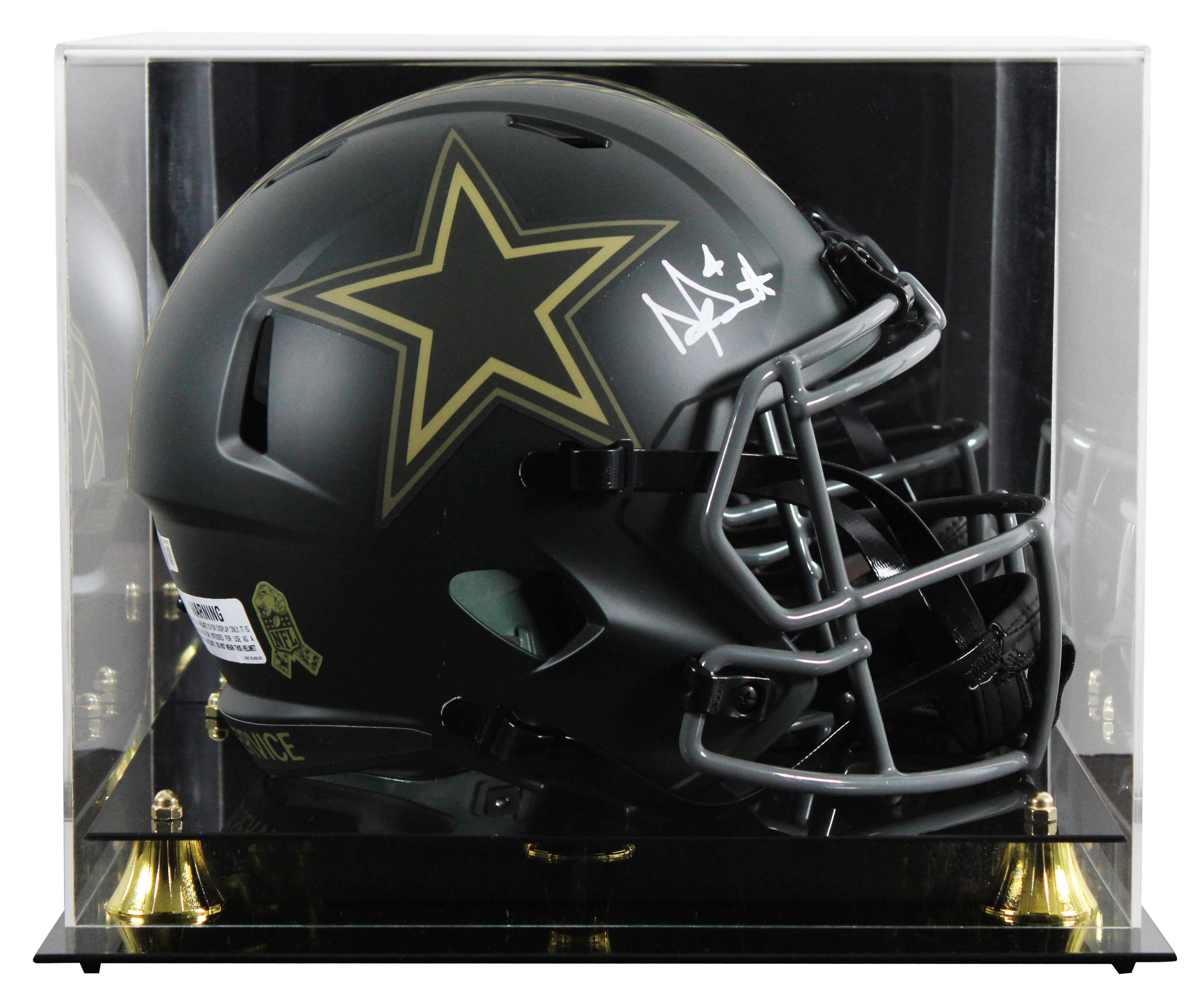 Cowboys Dak Prescott Signed STS IV Full Size Speed Rep Helmet W/ Case BAS Wit