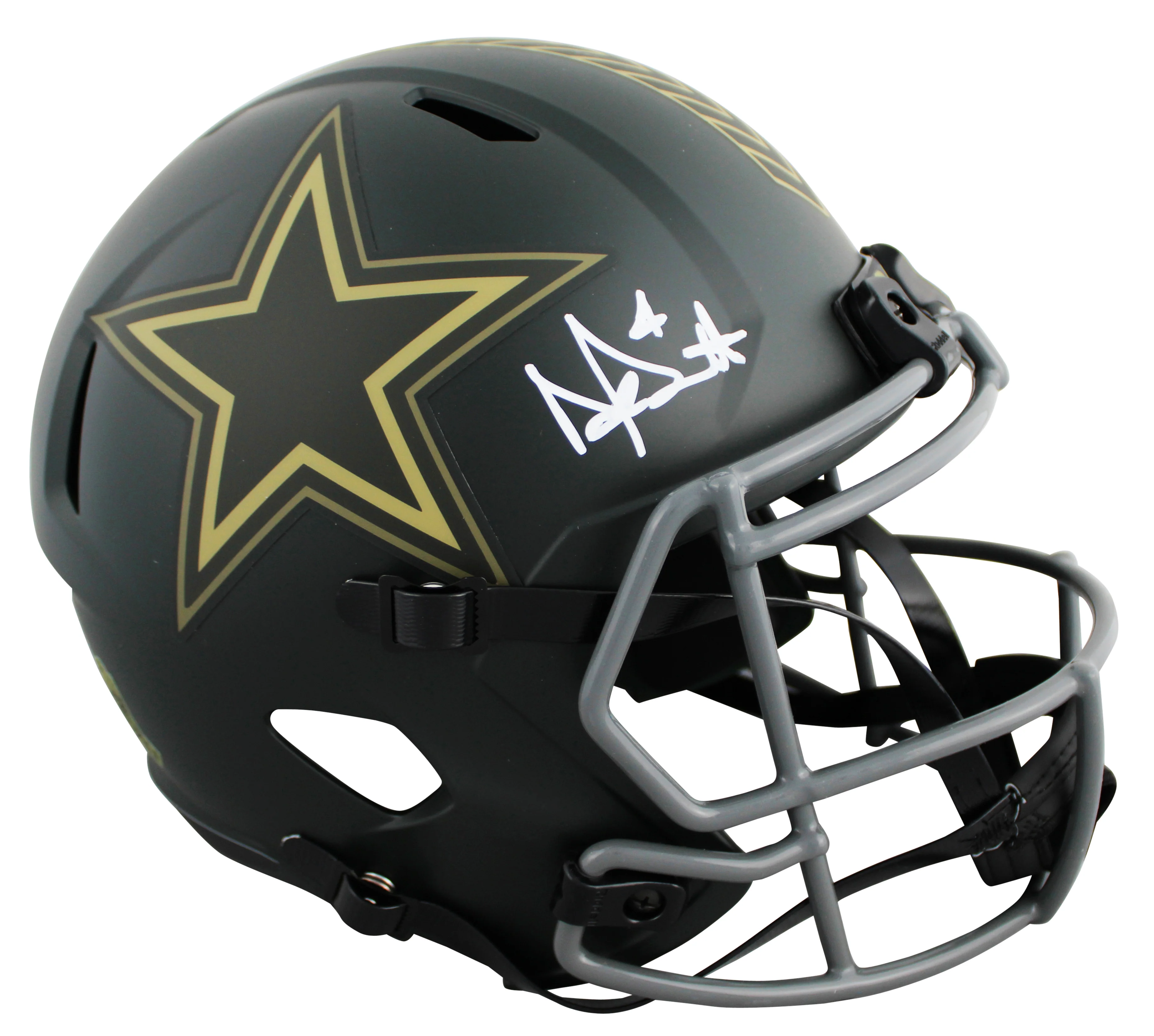 Cowboys Dak Prescott Signed STS IV Full Size Speed Rep Helmet W/ Case BAS Wit - Image 3
