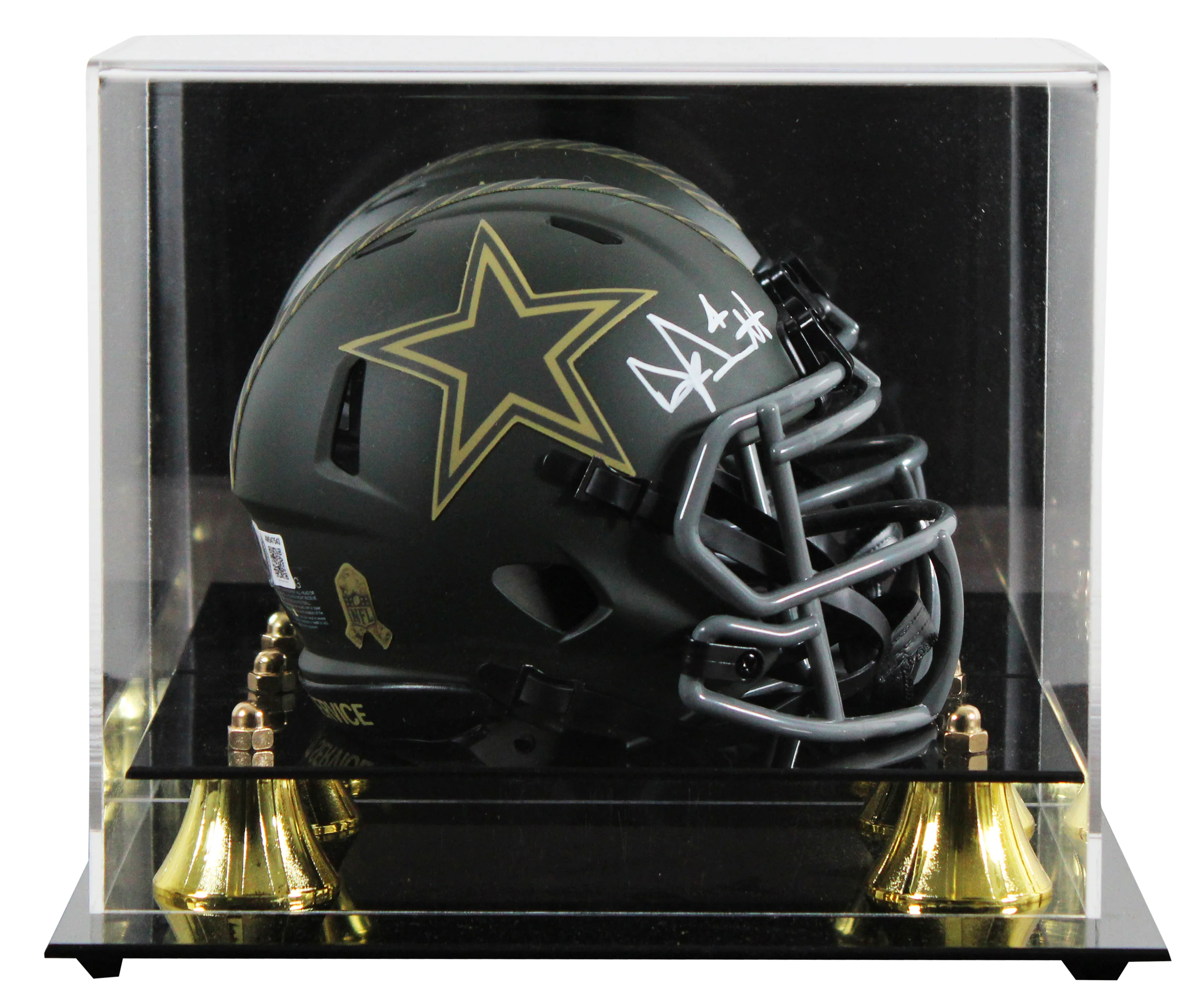 Cowboys Dak Prescott Signed STS IV Speed Mini Helmet W/ Case BAS Witnessed - Image 2