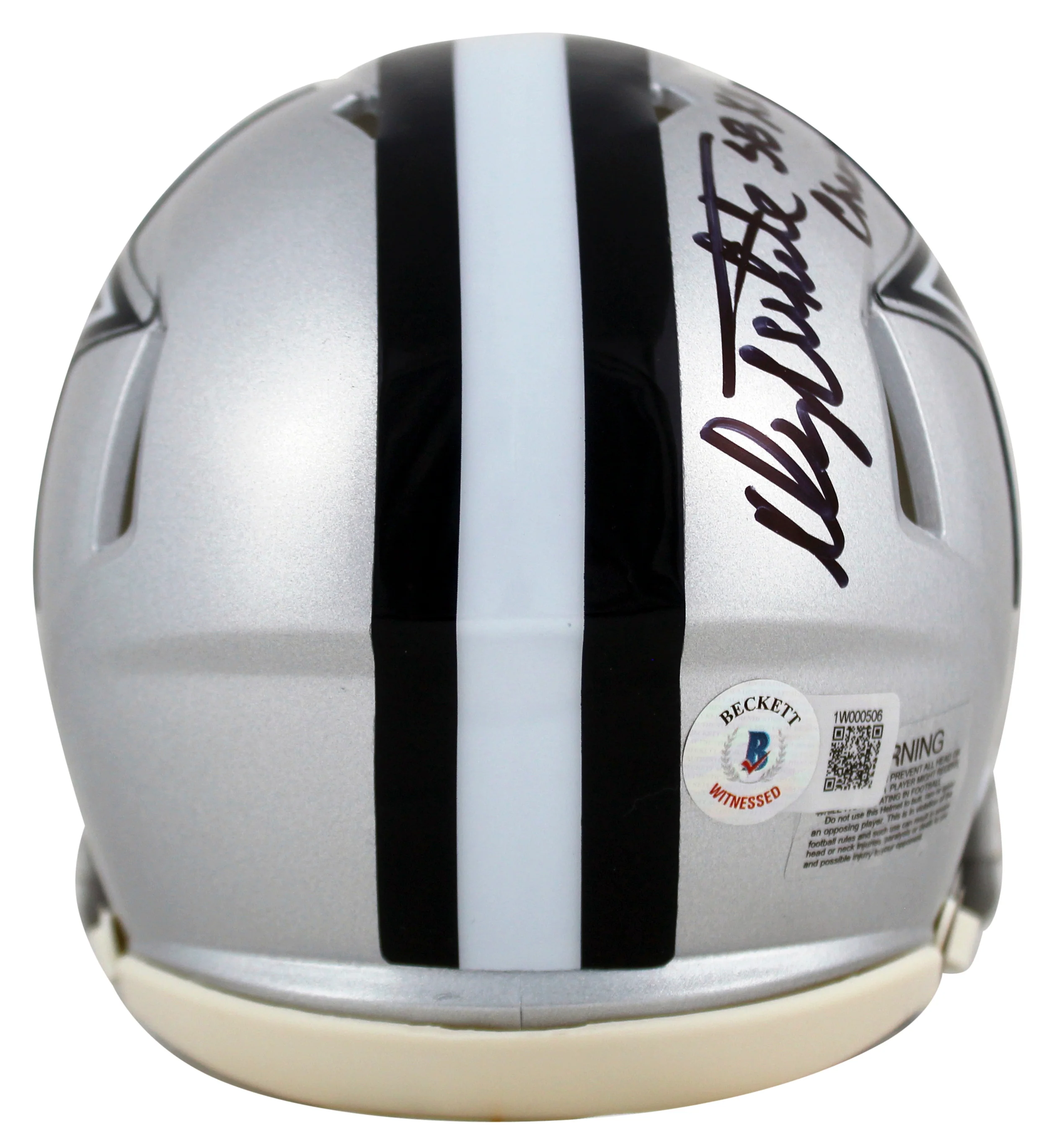 Cowboys Danny White "SB XII Champs" Signed Speed Mini Helmet BAS Witnessed - Image 3