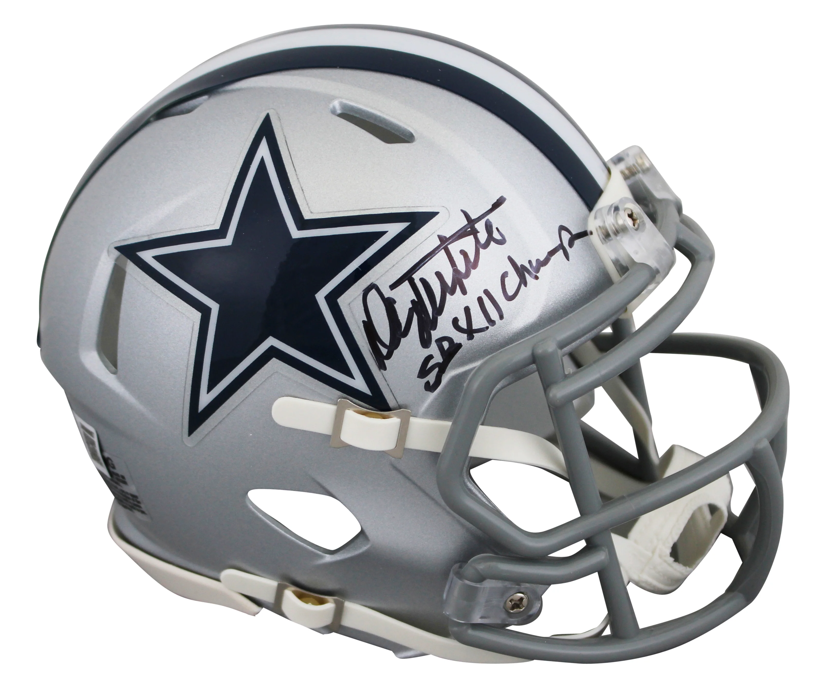 Cowboys Danny White "SB XII Champs" Signed Speed Mini Helmet BAS Witnessed - Image 2