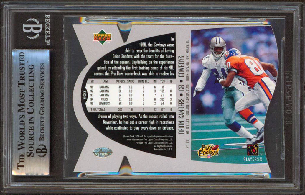 Cowboys Deion Sanders Authentic Signed 1997 SPX #36 Card BAS Slabbed - Image 3