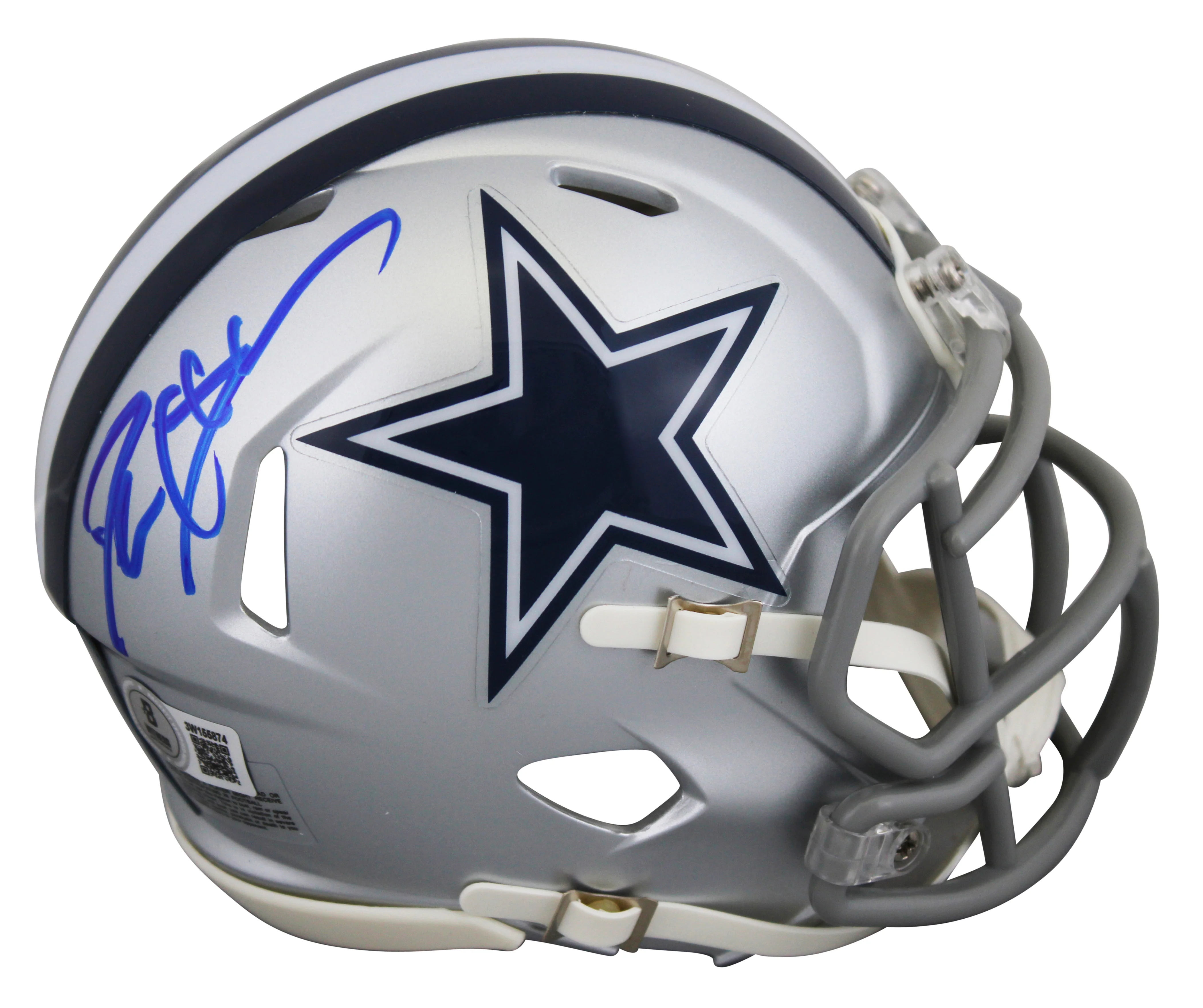 Cowboys Deion Sanders Authentic Signed Silver Speed Mini Helmet BAS Witnessed - Image 2