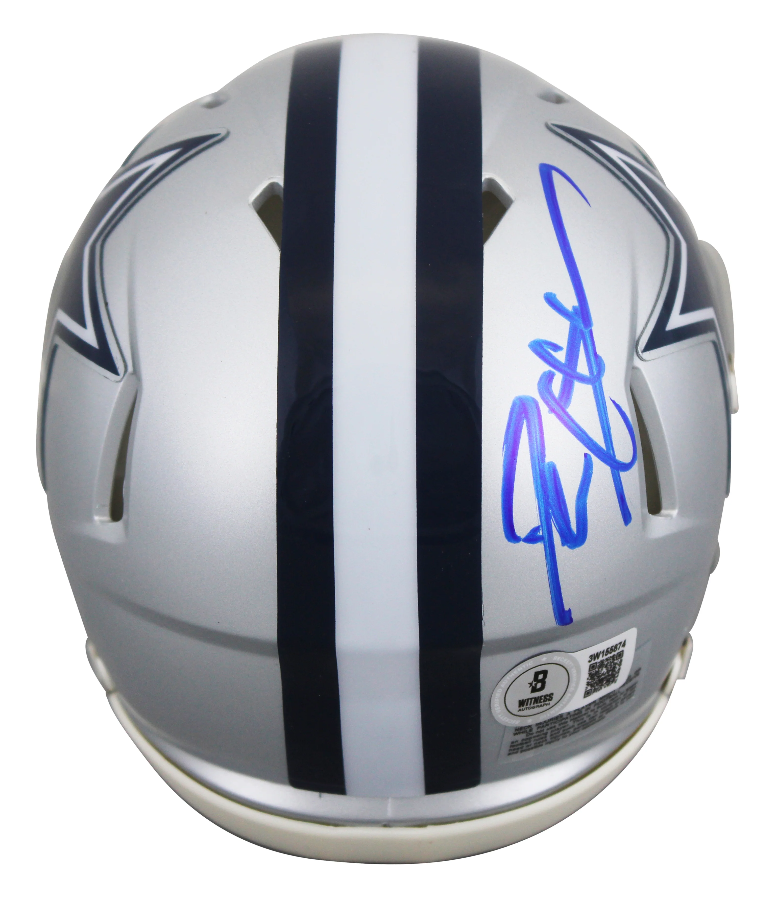 Cowboys Deion Sanders Authentic Signed Silver Speed Mini Helmet BAS Witnessed - Image 3