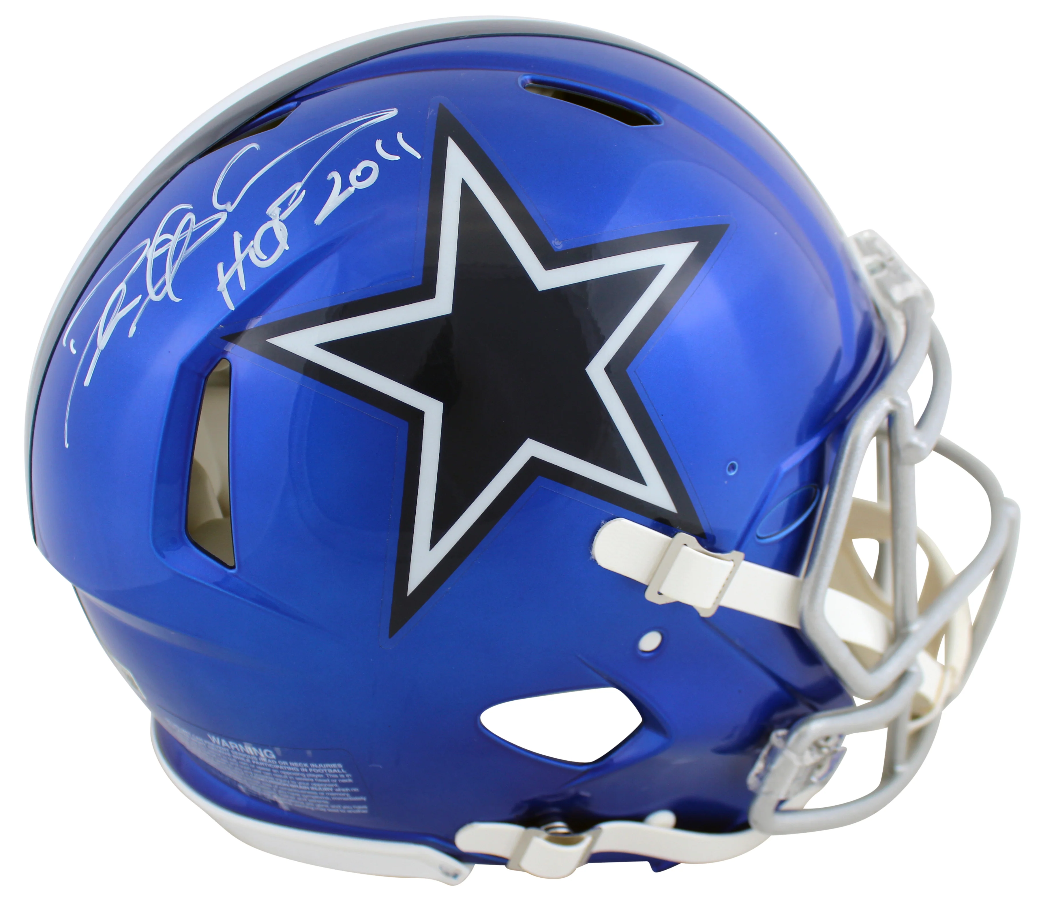 Cowboys Deion Sanders "HOF 2011" Signed Flash F/S Speed Proline Helmet BAS Wit - Image 2