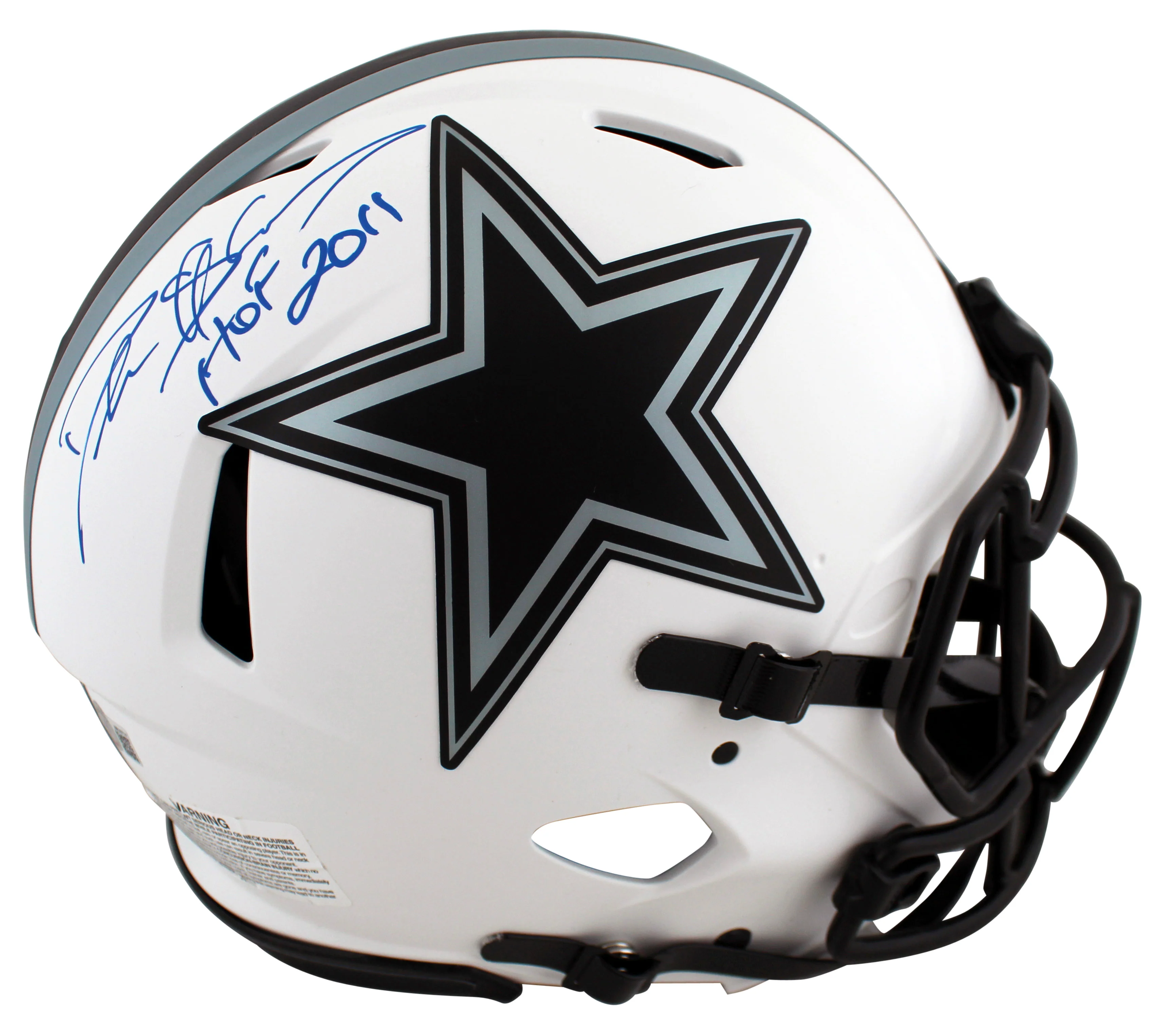 Cowboys Deion Sanders "HOF 2011" Signed Lunar Full Size Speed Proline Helmet BAS - Image 2