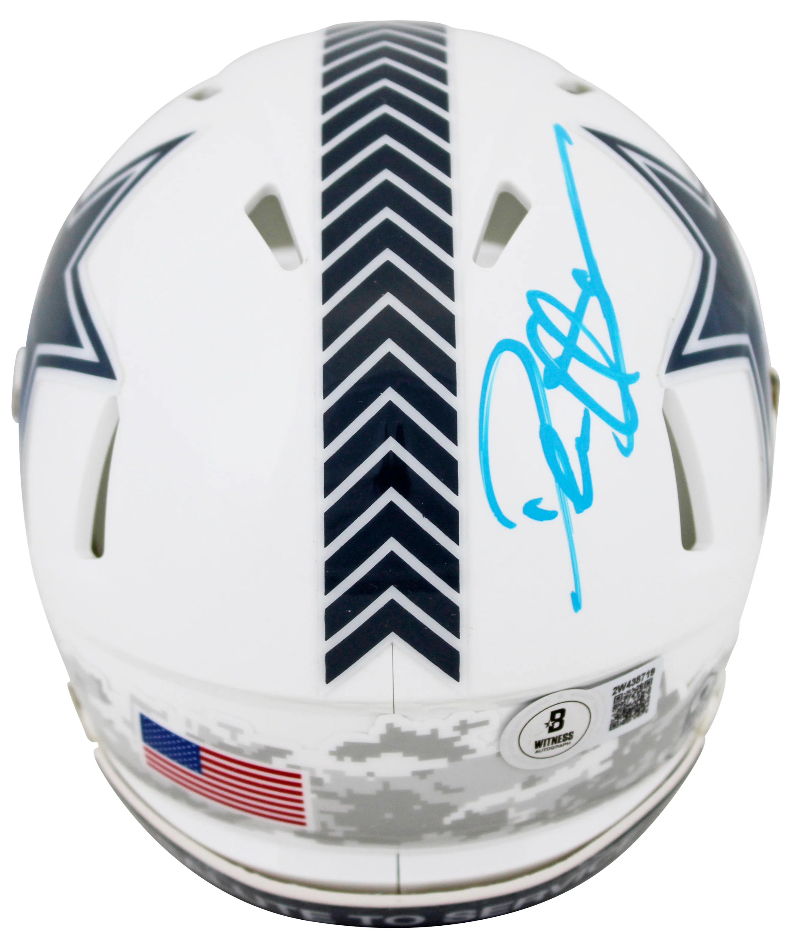 Cowboys Deion Sanders Signed Salute To Service III Speed Mini Helmet BAS Witness - Image 3