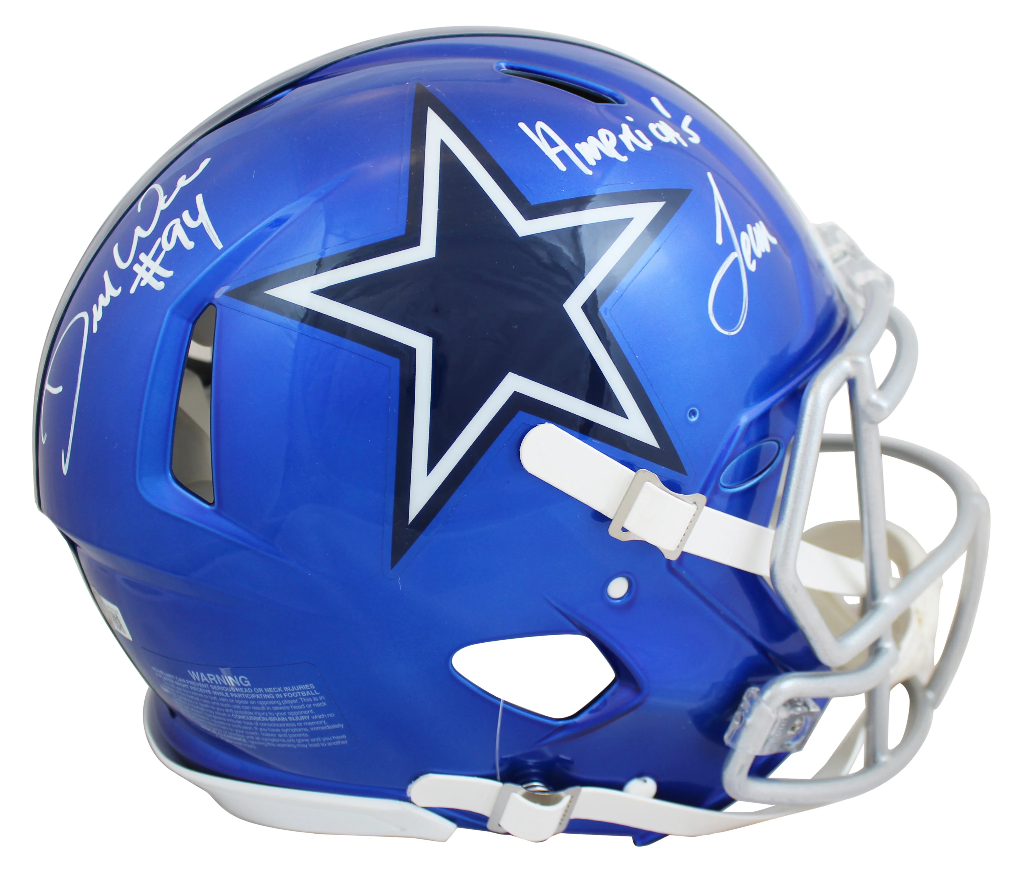 Cowboys DeMarcus Ware "America's Team" Signed Flash F/S Speed Proline Helmet BAS - Image 2