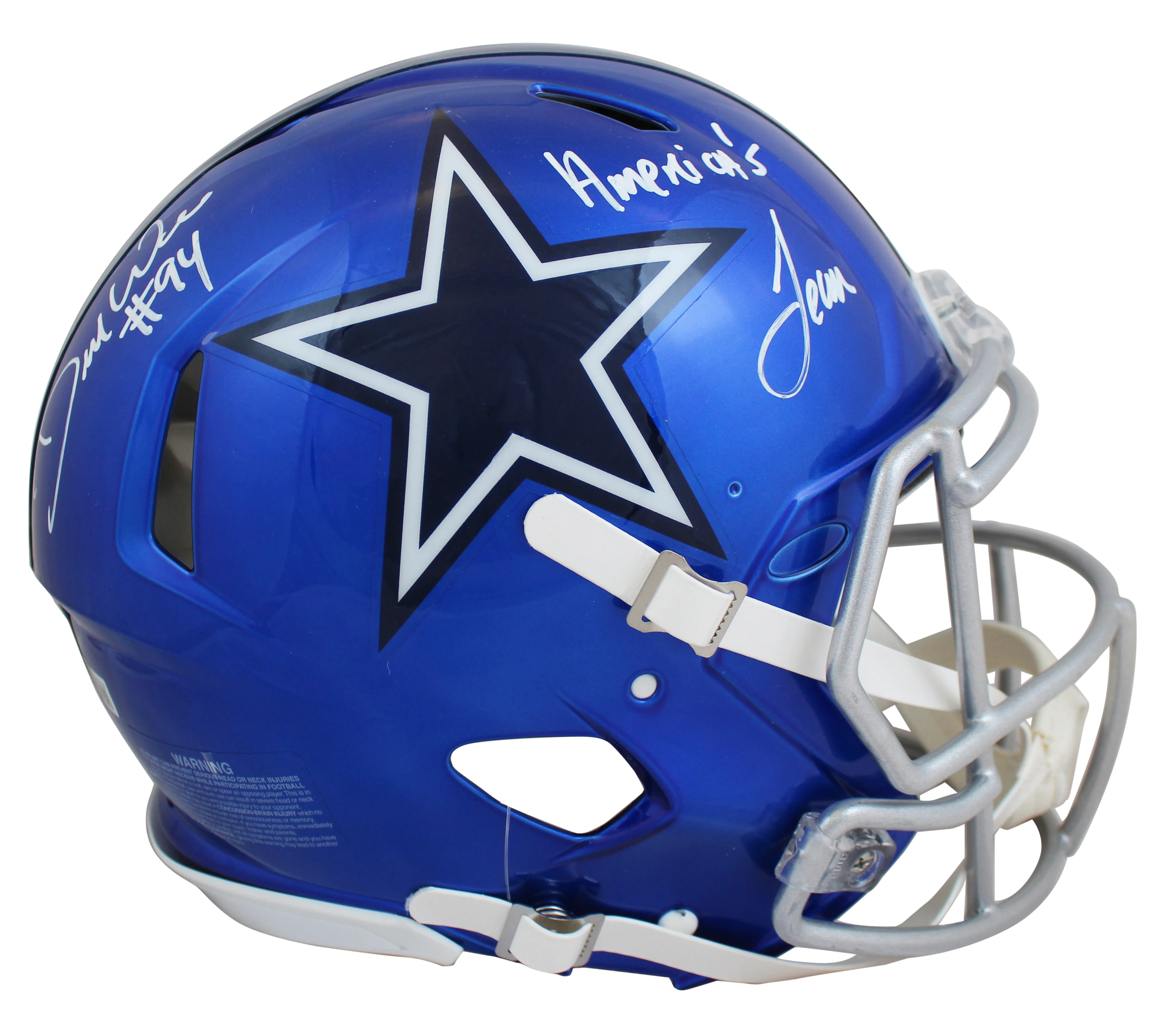 Cowboys DeMarcus Ware "America's Team" Signed Flash F/S Speed Proline Helmet BAS - Image 3