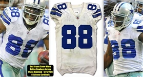 Cowboys Dez Bryant Game Worn White Reebok Road Jersey 12/4/2011 Photo Matched - Image 7