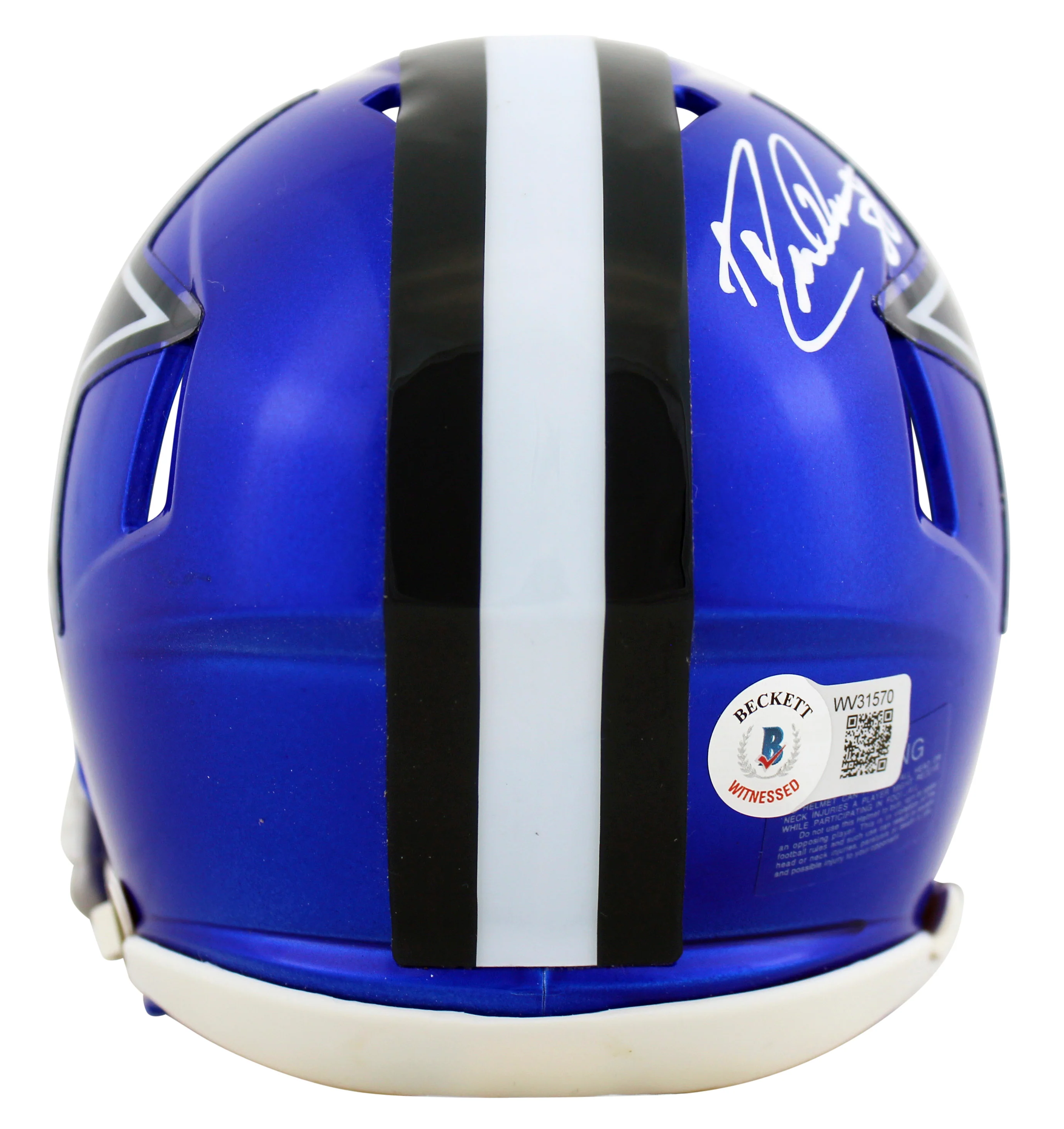 Cowboys Drew Pearson "HOF 21" Authentic Signed Flash Speed Mini Helmet BAS Wit - Image 3