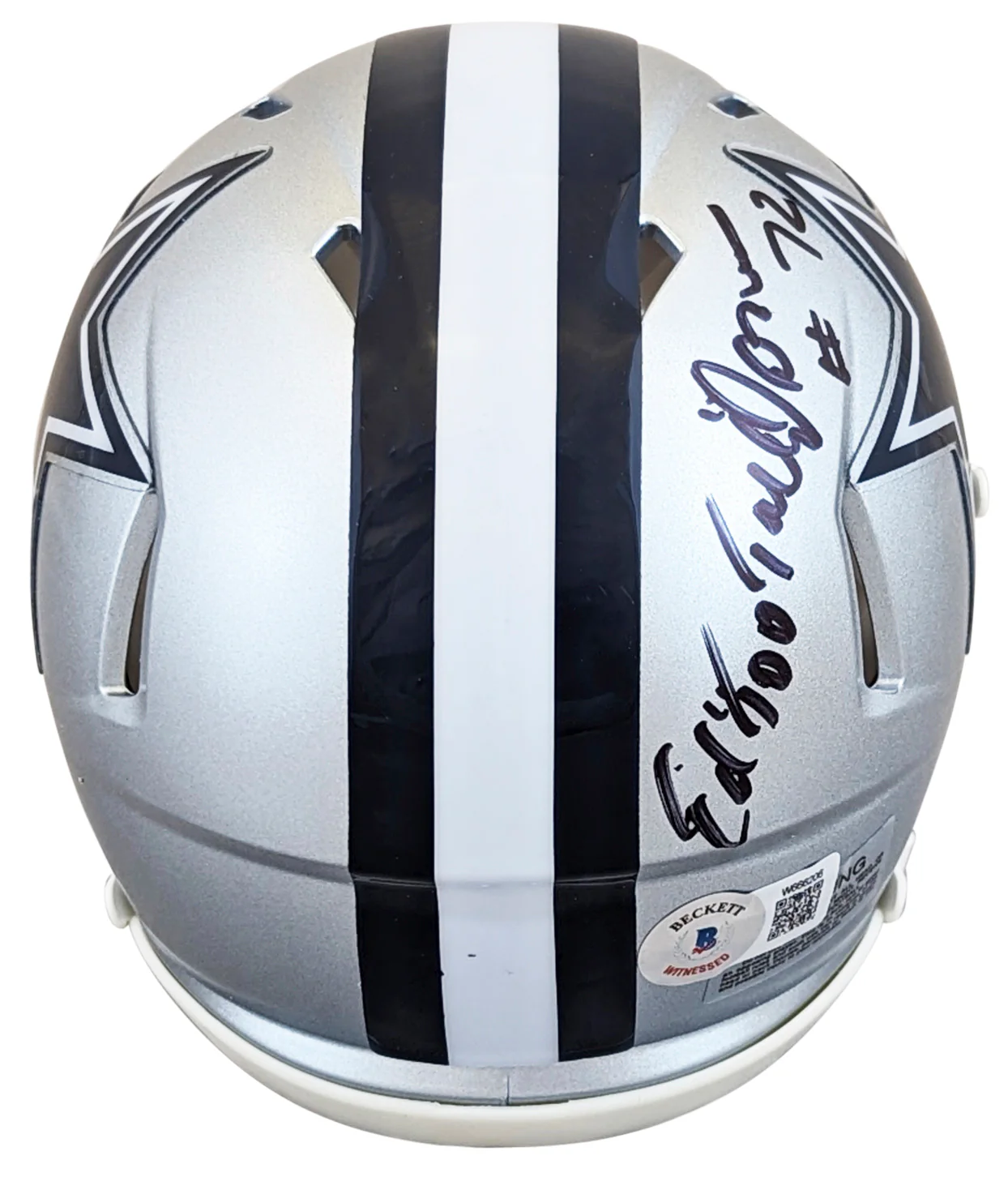 Cowboys Ed "Too Tall" Jones "America's Team" Signed Speed Mini Helmet BAS Wit - Image 3