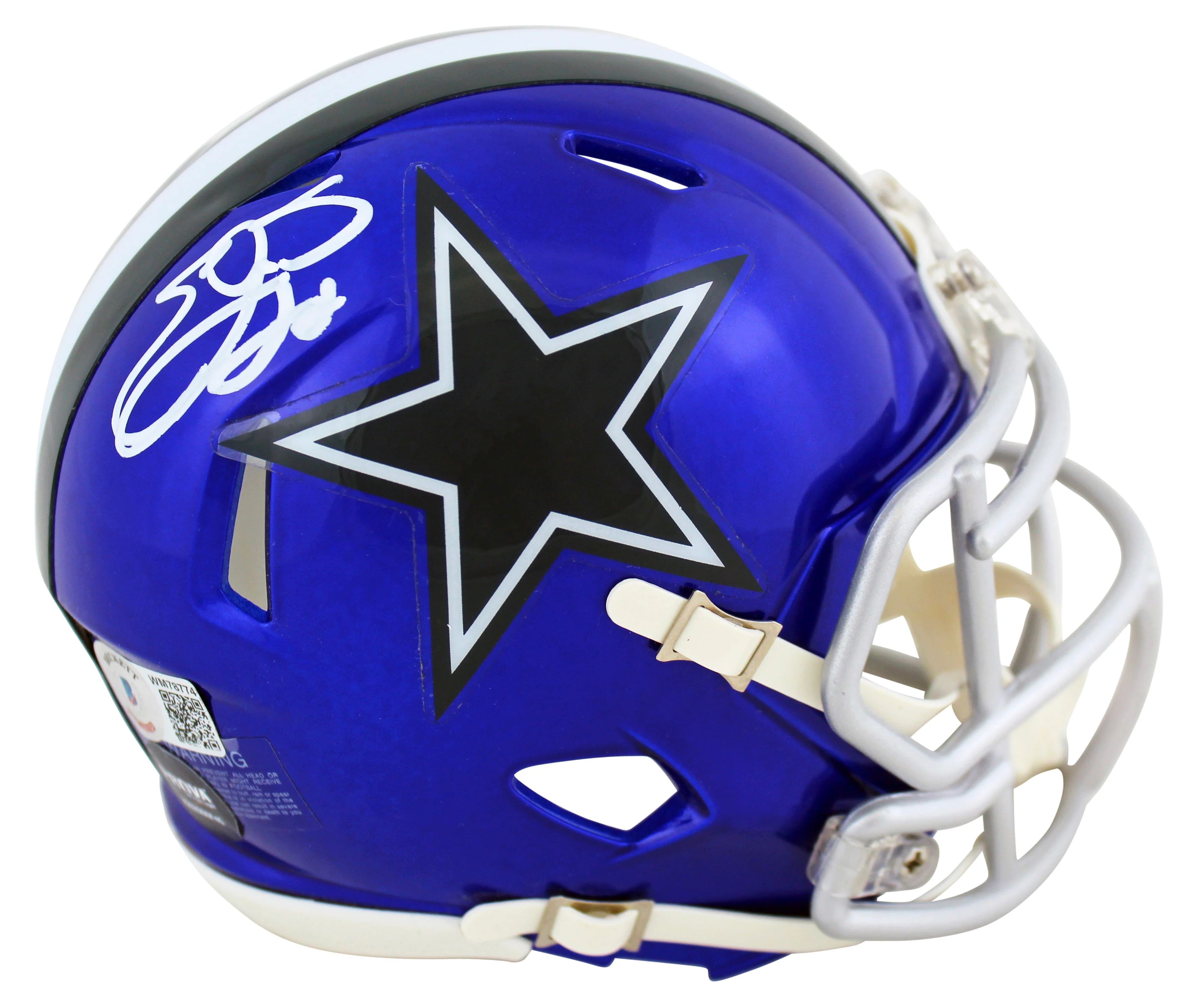 Cowboys Emmitt Smith Authentic Signed Flash Speed Mini Helmet BAS Witnessed - Image 2